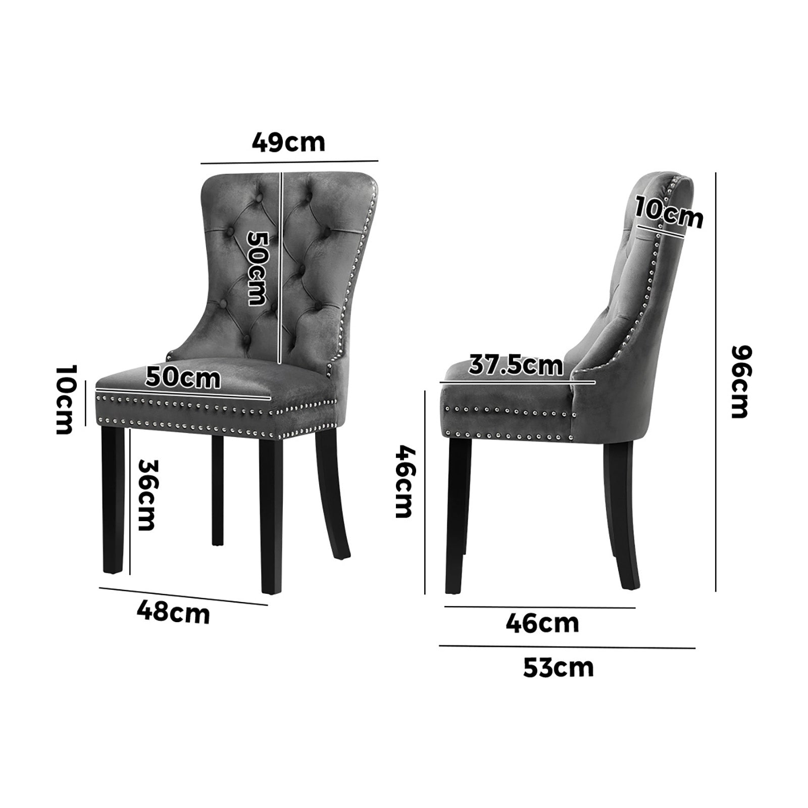 Oikiture 8x Velvet Dining Chairs Upholstered French Provincial Tufted Grey - Sunyee
