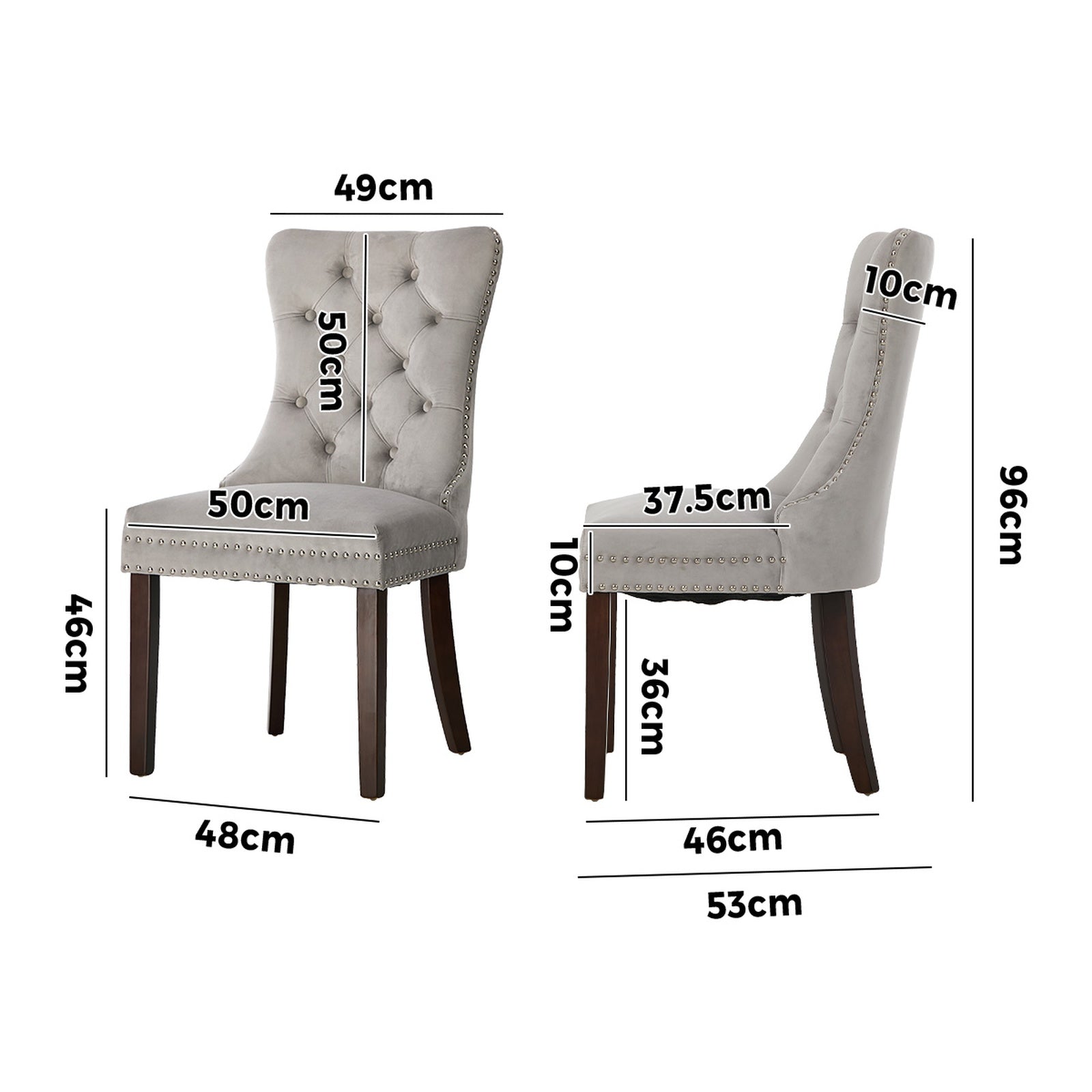 Oikiture 4x Velvet Dining Chairs Upholstered French Provincial Tufted Light Grey - Sunyee