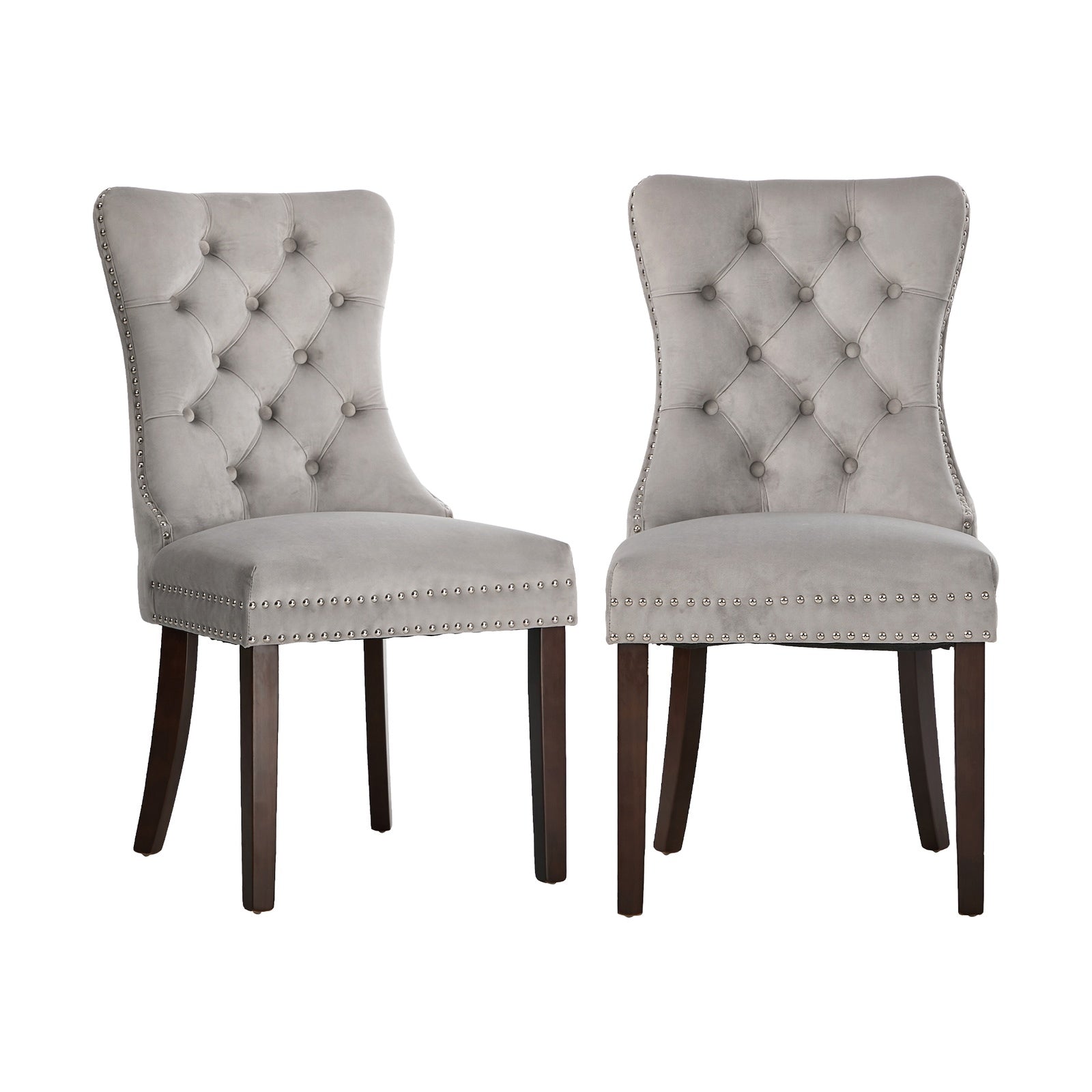Oikiture 8x Velvet Dining Chairs Upholstered French Provincial Tufted Light Grey - Sunyee