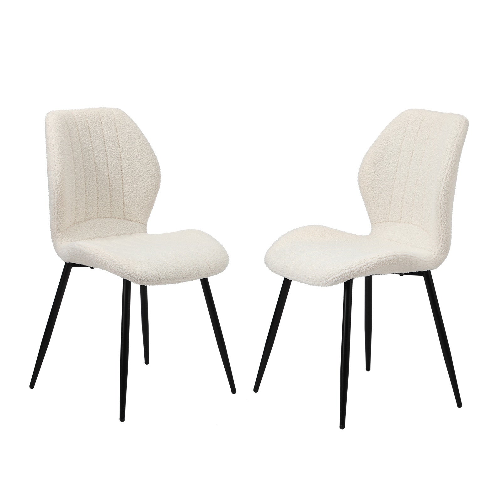 Oikiture Dining Chairs Kitchen Lounge Padded Seat Armless Boucle White - Sunyee