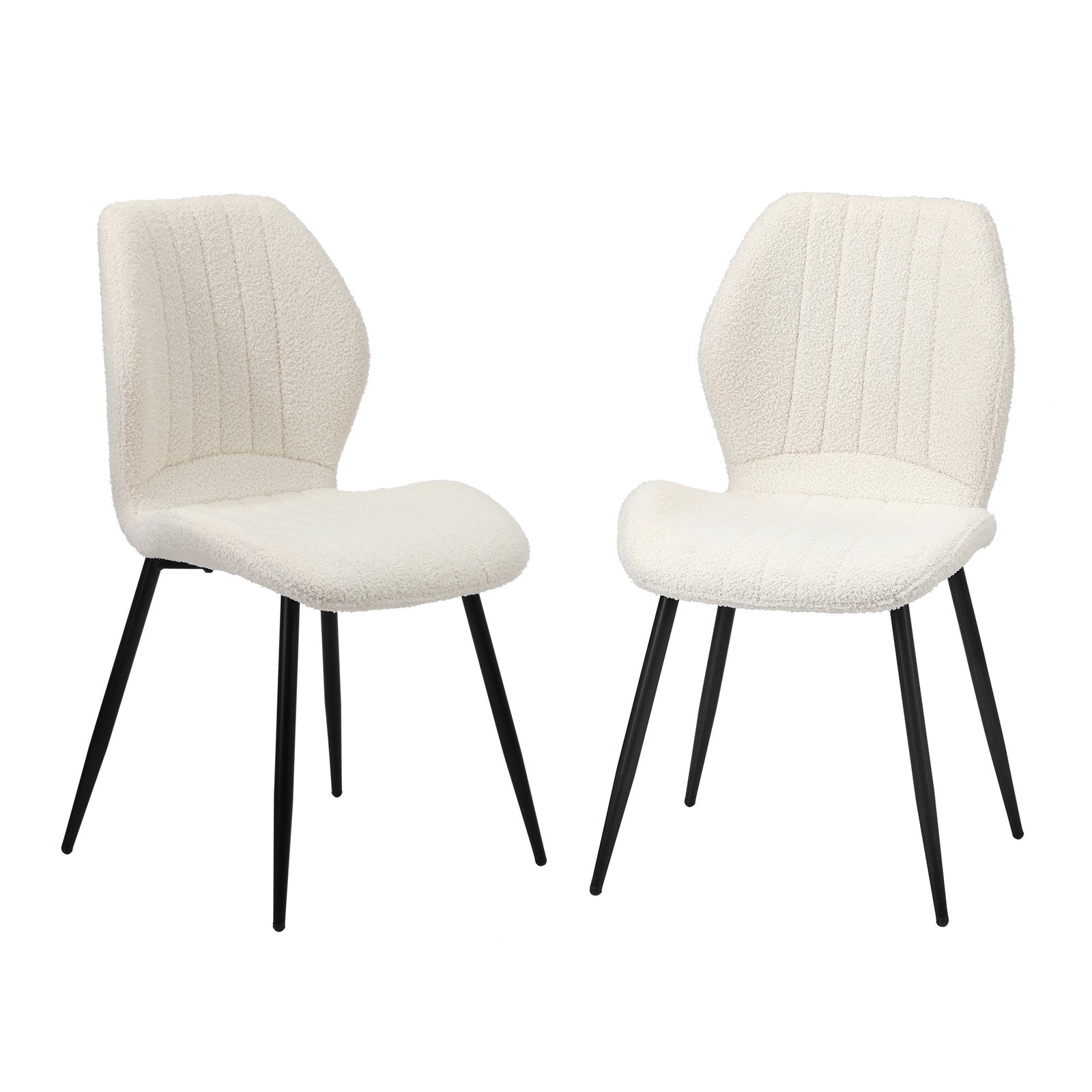Oikiture Dining Chairs Kitchen Lounge Padded Seat Armless Boucle White - Sunyee