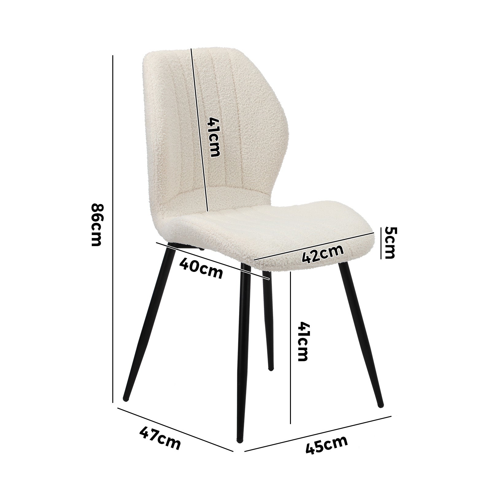 Oikiture Dining Chairs Kitchen Lounge Padded Seat Armless Boucle White - Sunyee