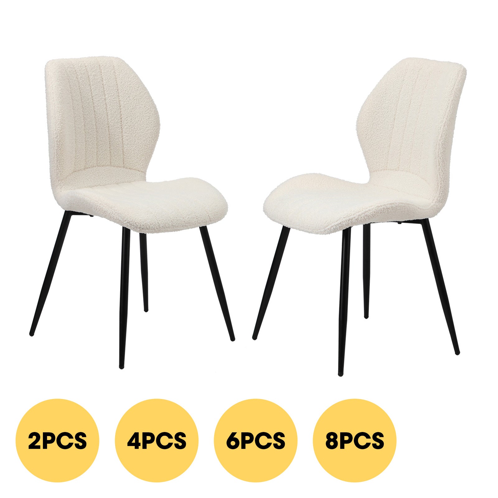 Oikiture Dining Chairs Kitchen Lounge Padded Seat Armless Boucle White - Sunyee