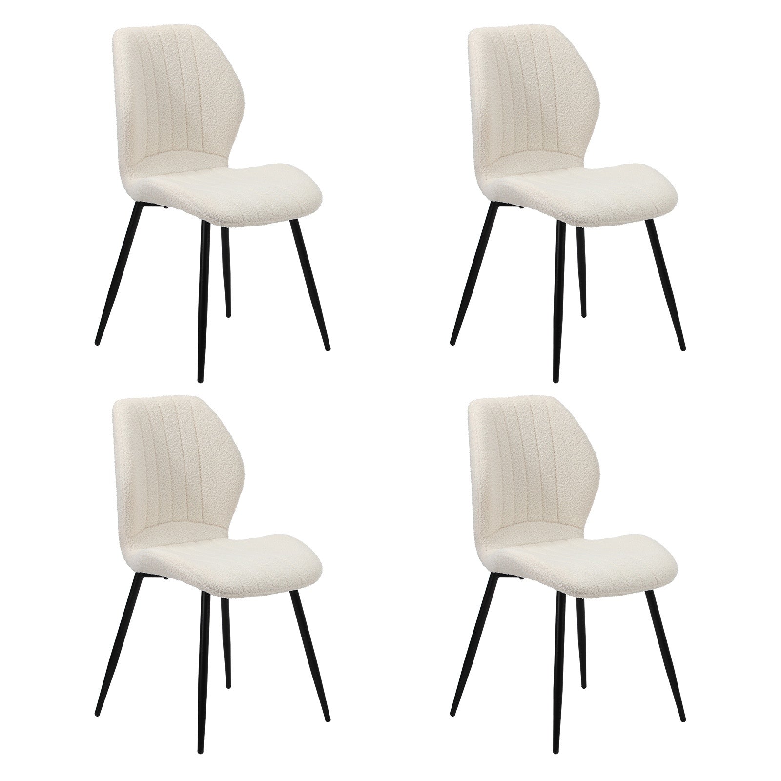 Oikiture Dining Chairs Kitchen Lounge Padded Seat Armless Boucle White - Sunyee