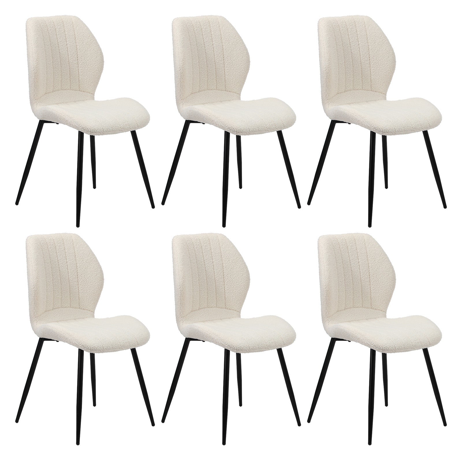 Oikiture Dining Chairs Kitchen Lounge Padded Seat Armless Boucle White - Sunyee