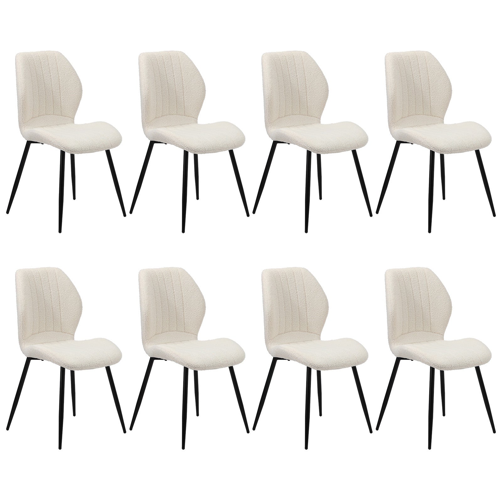 Oikiture Dining Chairs Kitchen Lounge Padded Seat Armless Boucle White - Sunyee