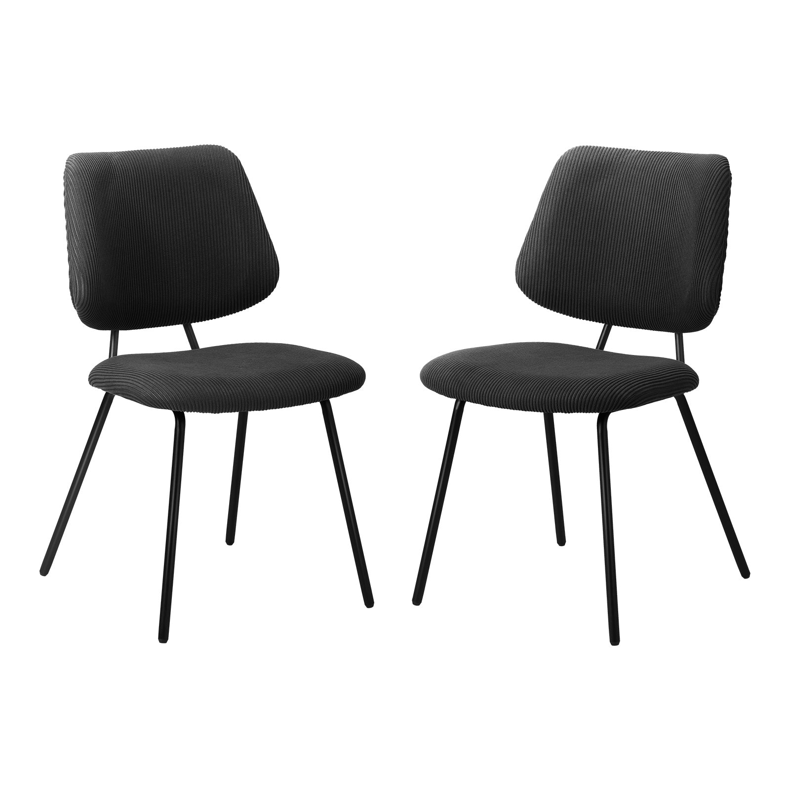 Oikiture 2x Dining Chair Vintage Retro Polyester Kitchen Padded Lounge Dark Grey - Sunyee