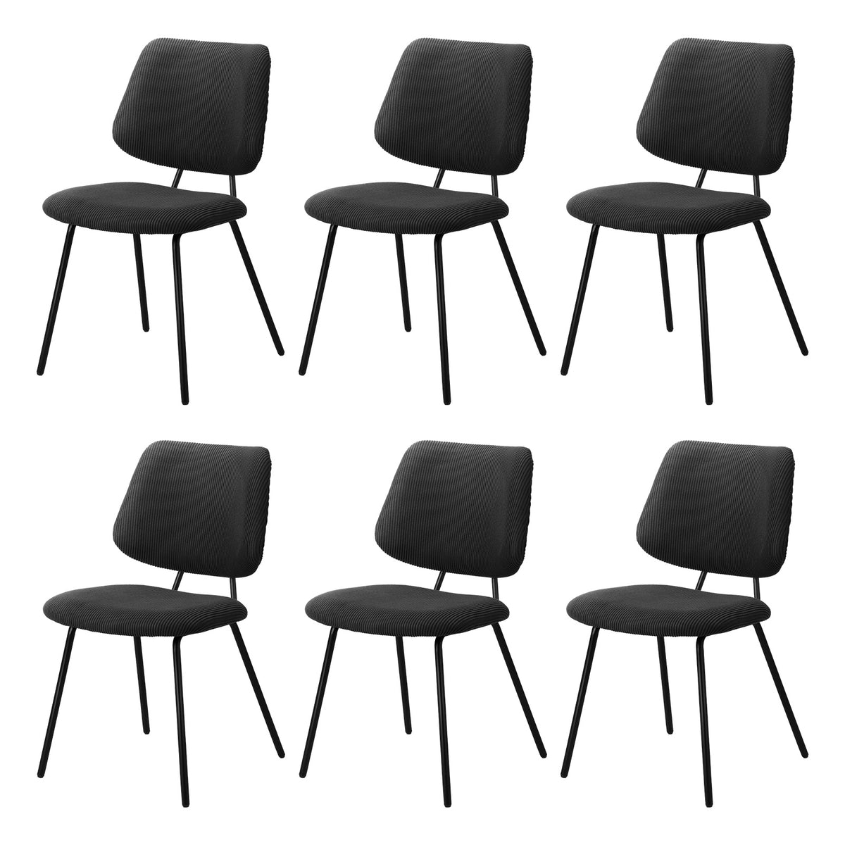 Oikiture Dining Chair Vintage Retro Polyester Kitchen Padded Lounge Dark Grey - Sunyee