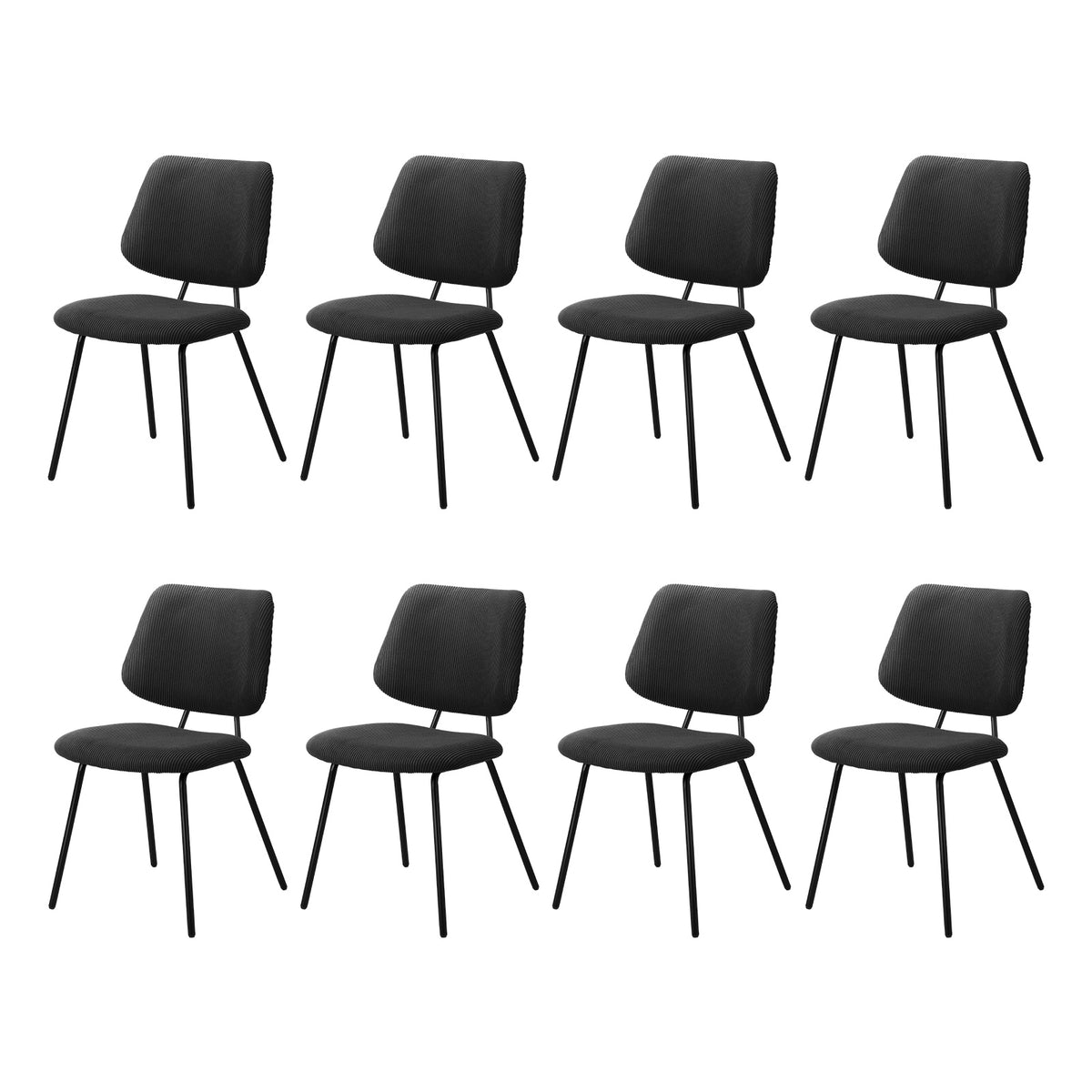Oikiture Dining Chair Vintage Retro Polyester Kitchen Padded Lounge Dark Grey - Sunyee