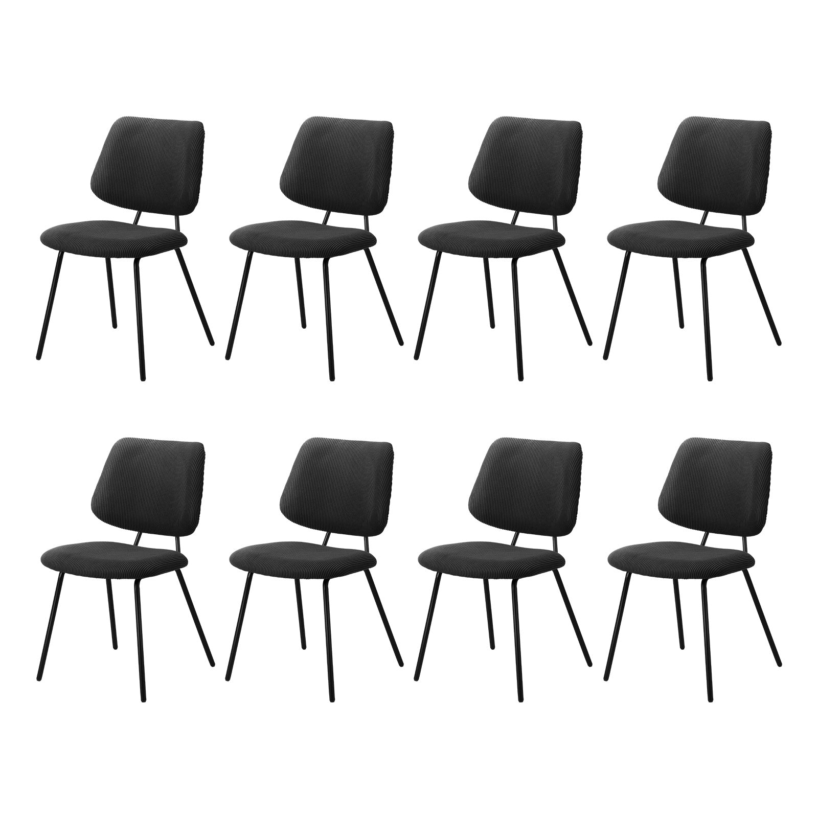 Oikiture 8x Dining Chair Vintage Retro Polyester Kitchen Padded Lounge Dark Grey