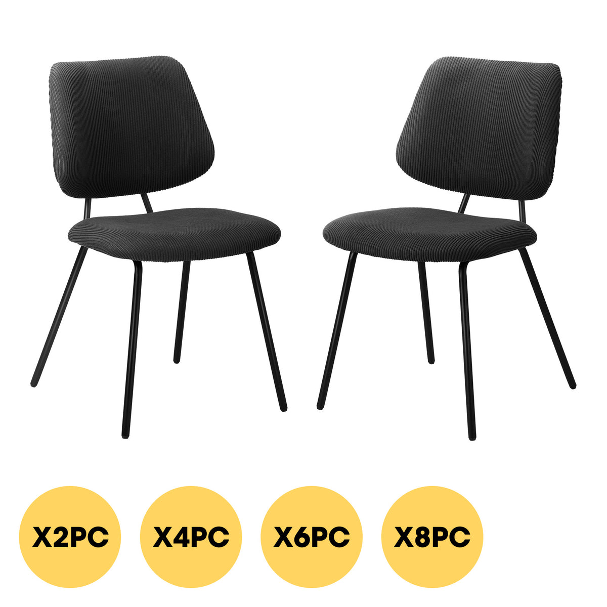 Oikiture Dining Chair Vintage Retro Polyester Kitchen Padded Lounge Dark Grey - Sunyee