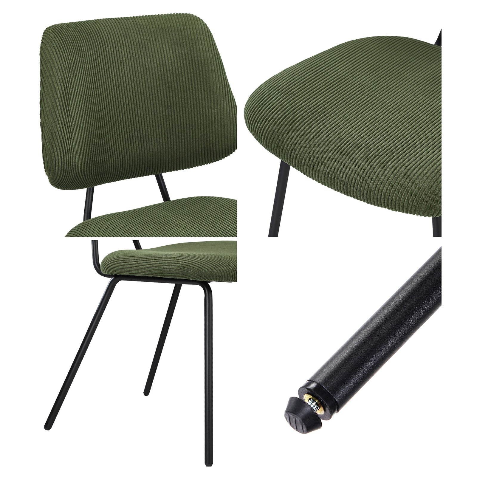 Oikiture 2x Dining Chair Vintage Retro Polyester Kitchen Padded Lounge Green - Sunyee
