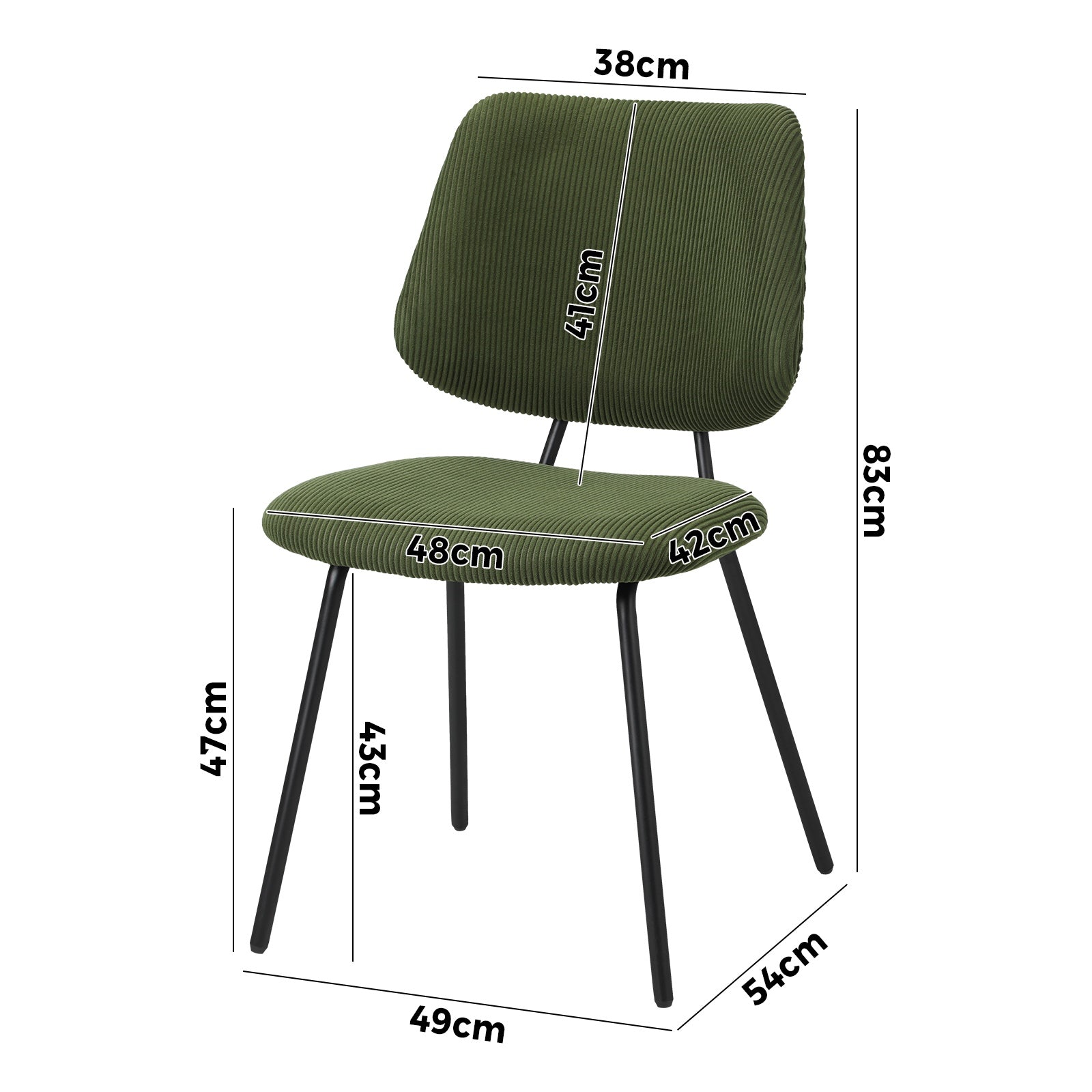 Oikiture 2x Dining Chair Vintage Retro Polyester Kitchen Padded Lounge Green - Sunyee