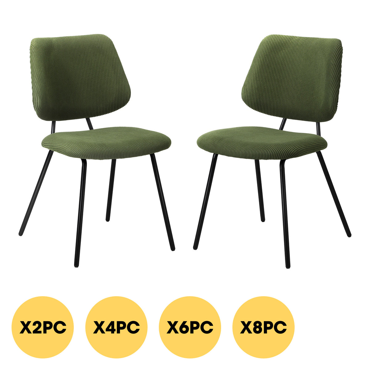 Oikiture Dining Chair Vintage Retro Polyester Kitchen Padded Lounge Green - Sunyee