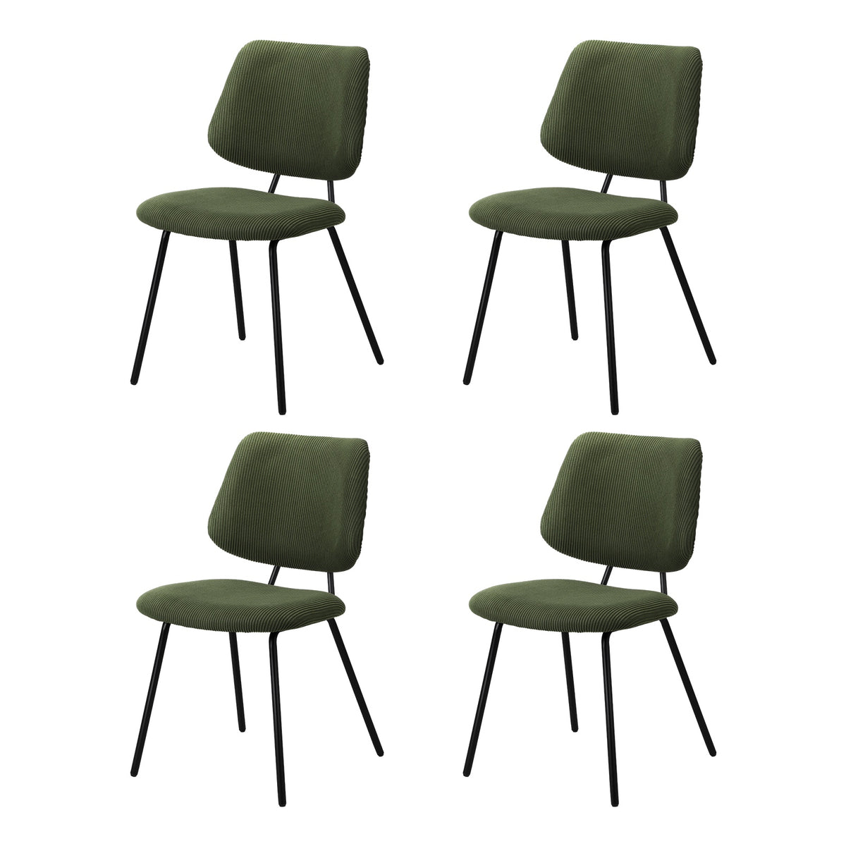 Oikiture Dining Chair Vintage Retro Polyester Kitchen Padded Lounge Green - Sunyee