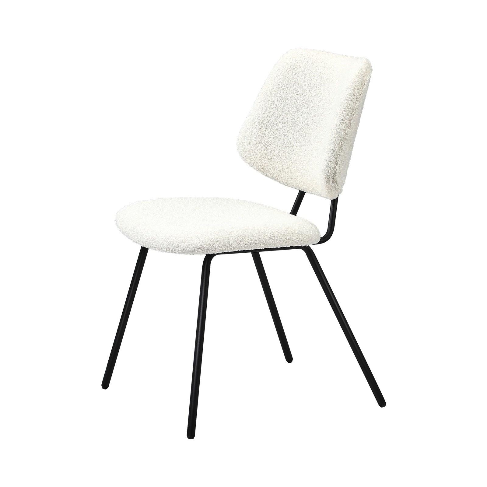 Oikiture 2x Dining Chair Vintage Retro Sherpa Kitchen Padded Lounge White - Sunyee