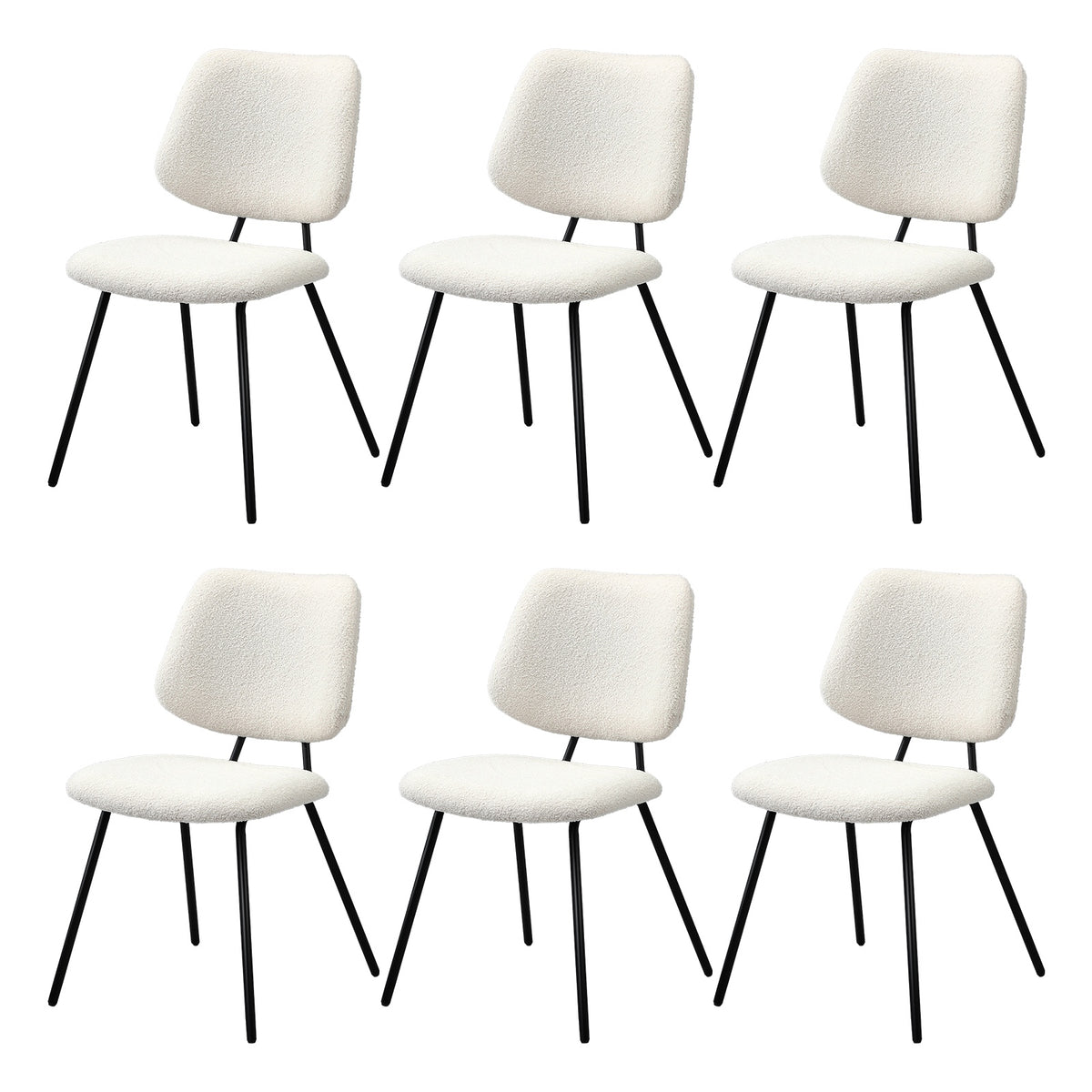 Oikiture Dining Chair Vintage Retro Sherpa Kitchen Padded Lounge White - Sunyee