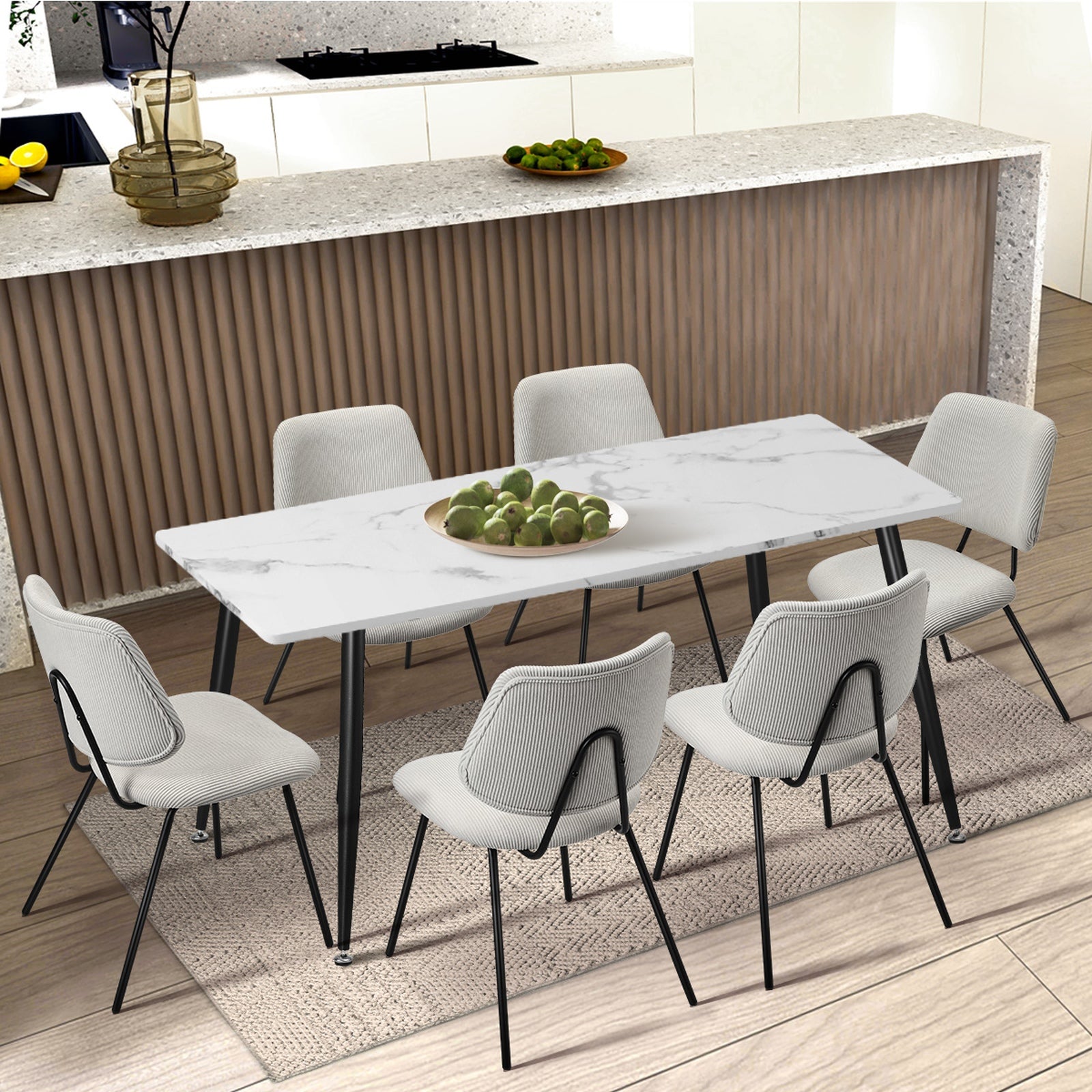 Oikiture 2x Dining Chair Vintage Retro Polyester Kitchen Padded Lounge White - Sunyee
