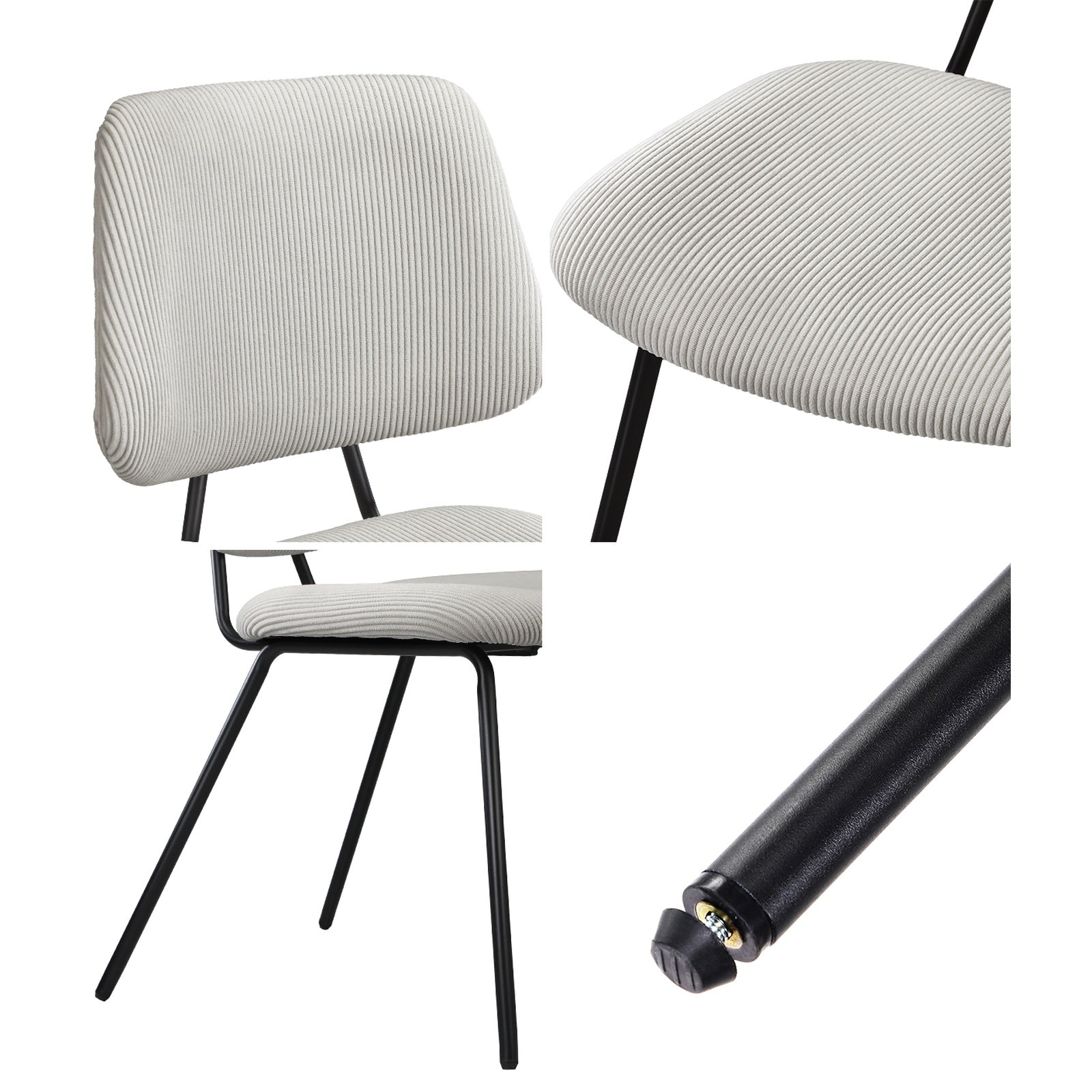 Oikiture 2x Dining Chair Vintage Retro Polyester Kitchen Padded Lounge White - Sunyee