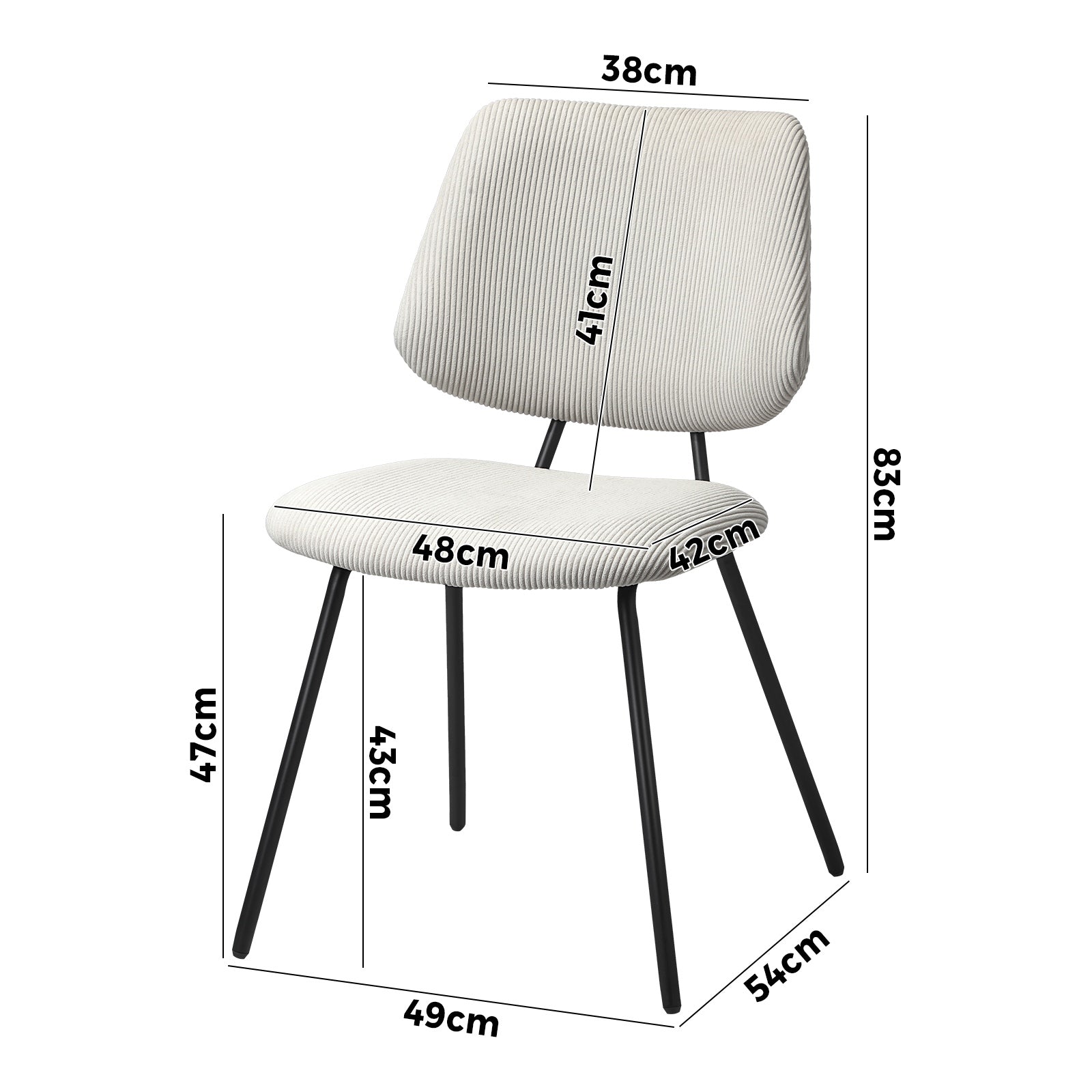 Oikiture 2x Dining Chair Vintage Retro Polyester Kitchen Padded Lounge White - Sunyee
