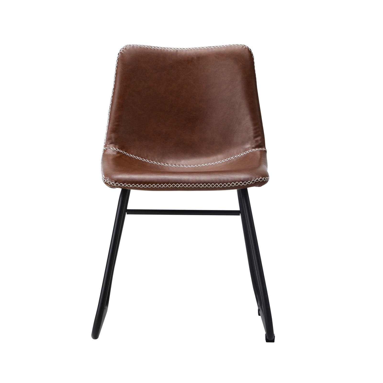 Oikiture 2x Dining Chairs Kitchen Table Chair Lounge Retro Padded Seat PU Brown - Sunyee