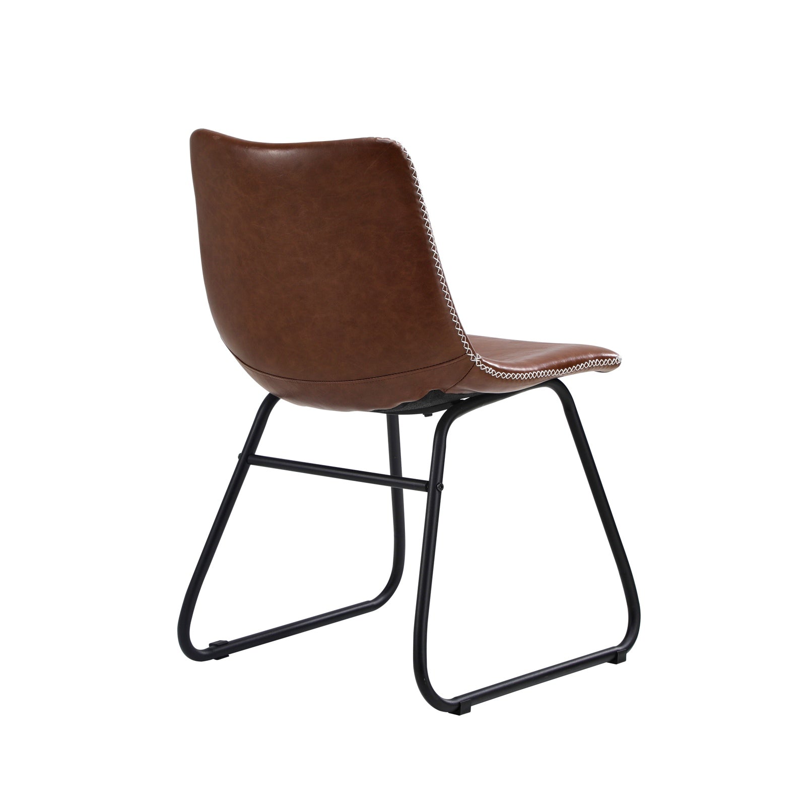 Oikiture 2x Dining Chairs Kitchen Table Chair Lounge Retro Padded Seat PU Brown - Sunyee