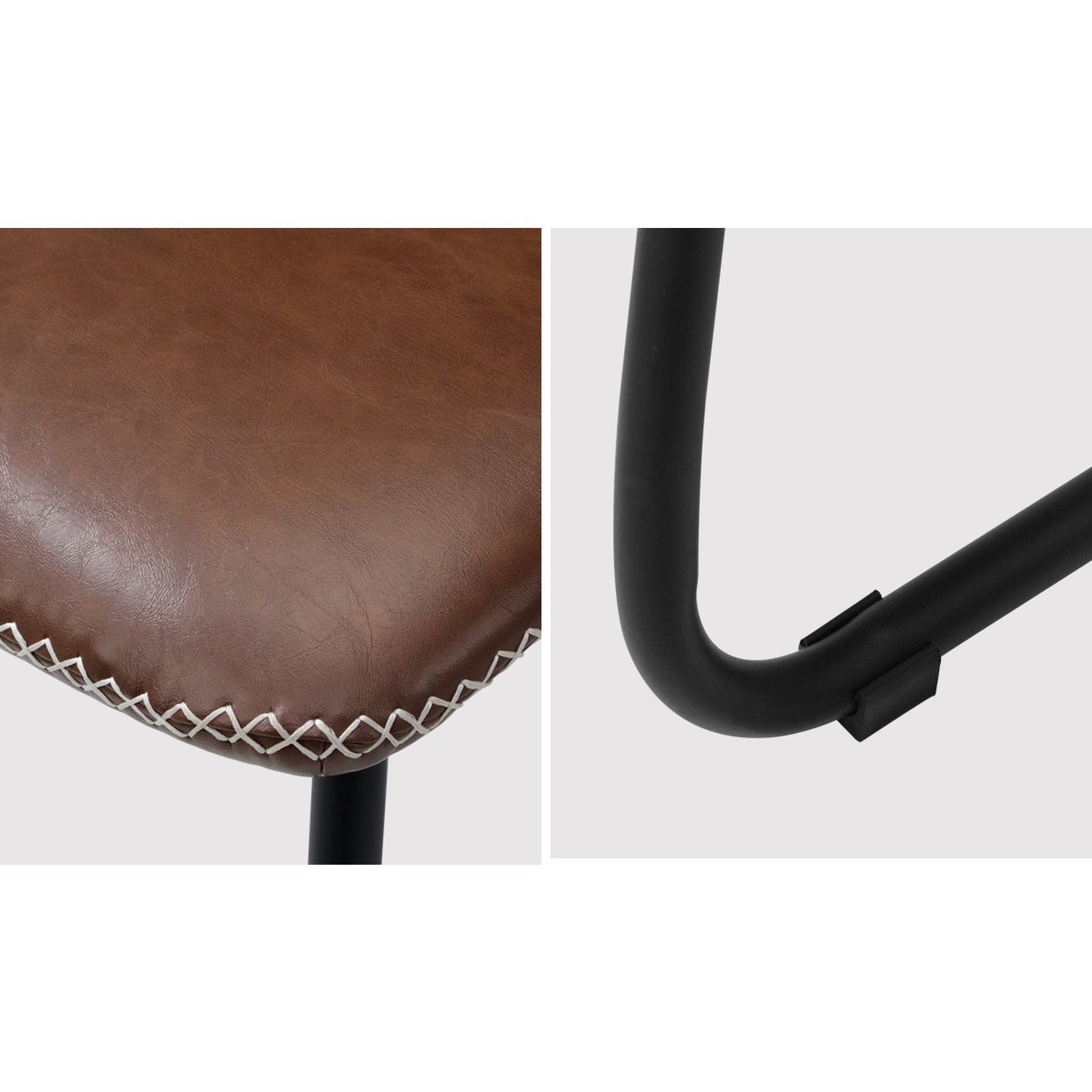 Oikiture 6x Dining Chairs Kitchen Table Chair Lounge Retro Padded Seat PU Brown - Sunyee