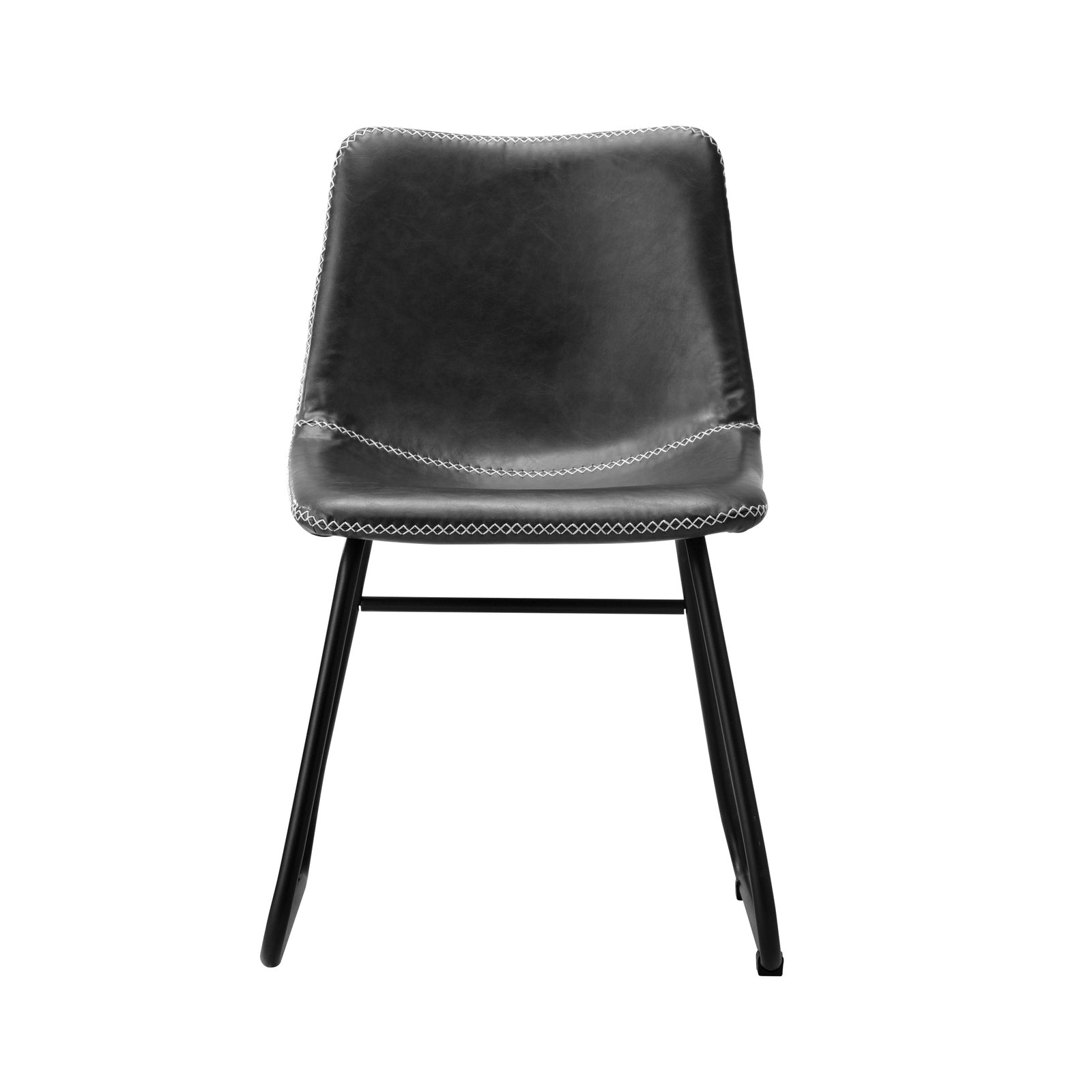 Oikiture 2x Dining Chairs Kitchen Table Chair Lounge Retro Padded Seat PU Grey - Sunyee