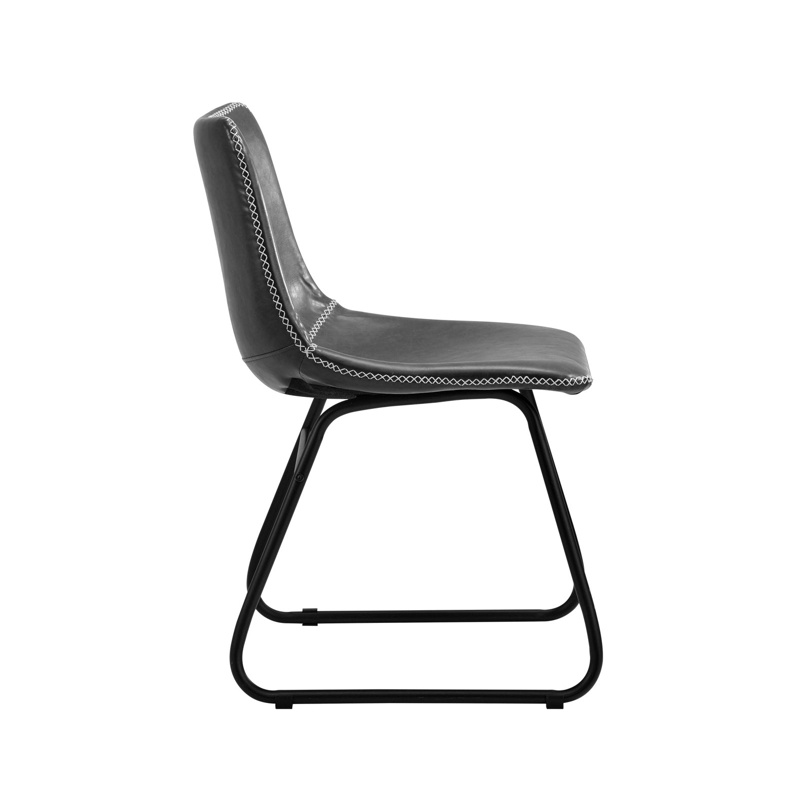 Oikiture 2x Dining Chairs Kitchen Table Chair Lounge Retro Padded Seat PU Grey - Sunyee