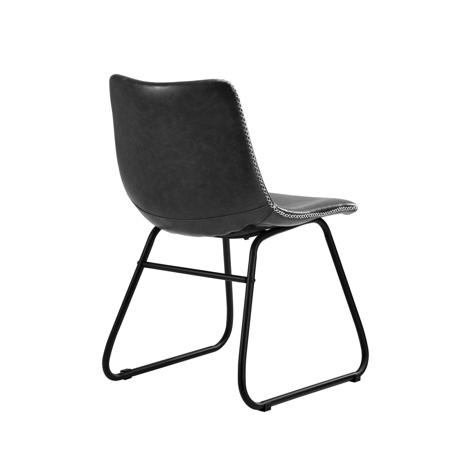 Oikiture 2x Dining Chairs Kitchen Table Chair Lounge Retro Padded Seat PU Grey - Sunyee