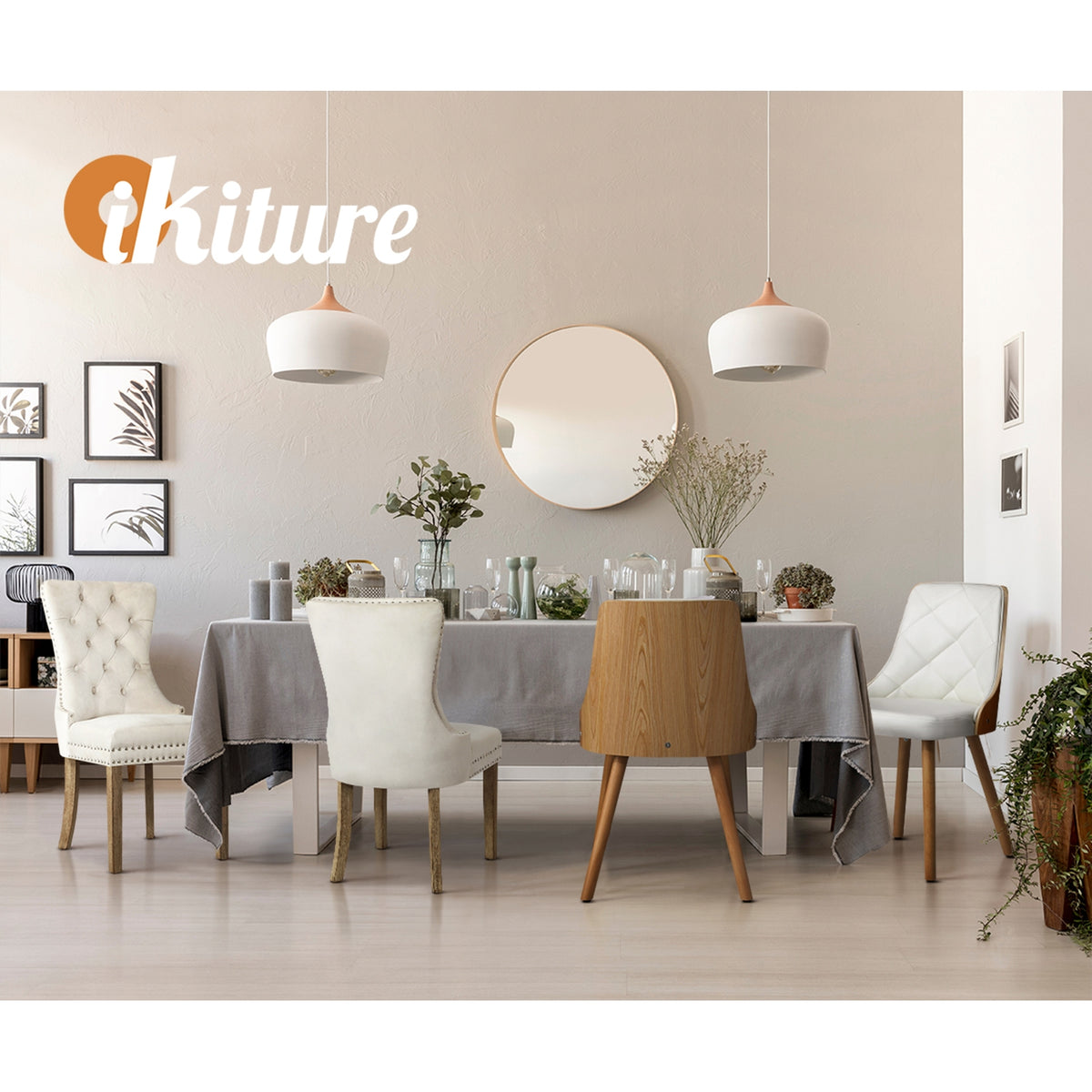 Oikiture 2x Dining Chairs Upholstered French Provincial Tufted Kitchen Cafe - Sunyee