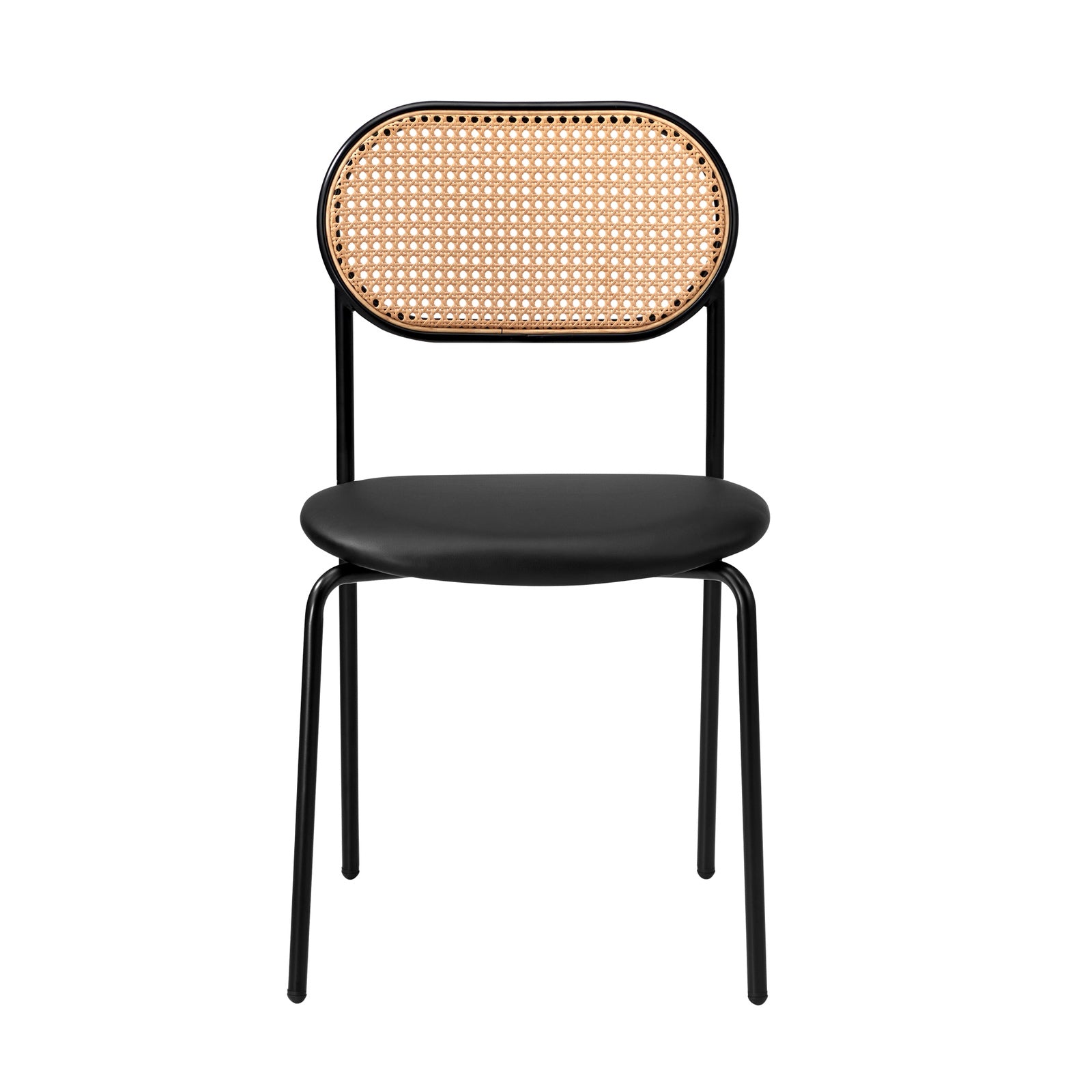 Oikiture 2PCS Dining Chair Accent Chairs Rattan Furniture PU Leather Black - Sunyee