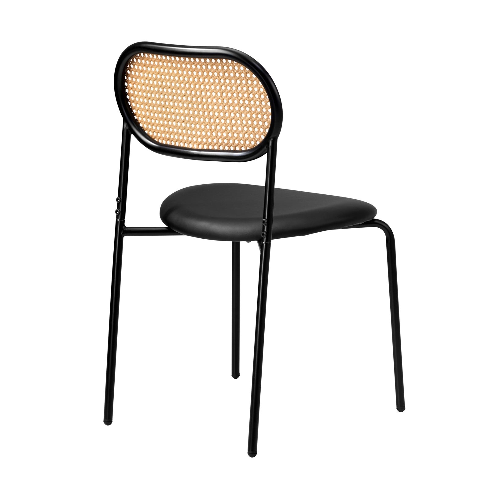 Oikiture 4PCS Dining Chair Accent Chairs Rattan Furniture PU Leather Black - Sunyee