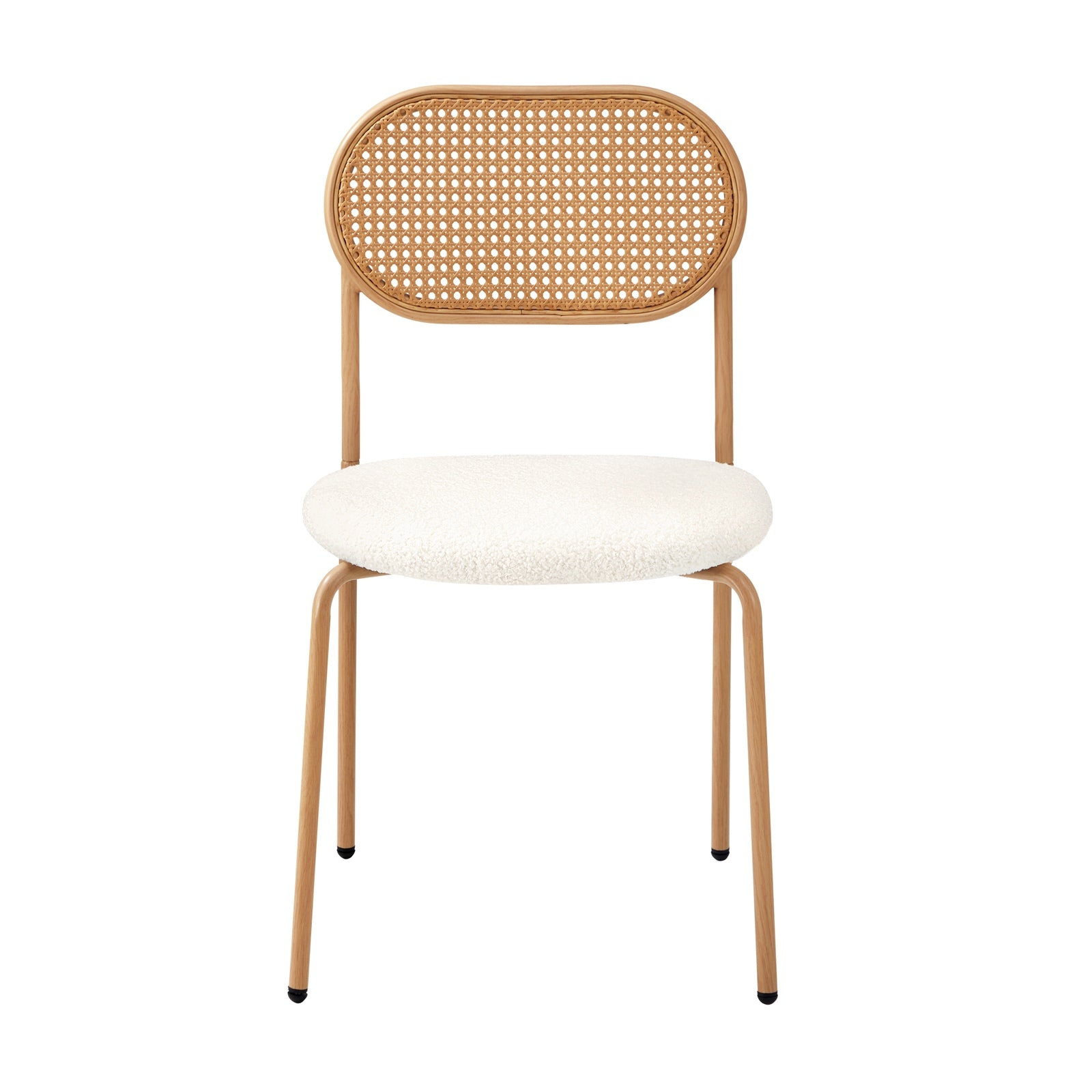 Oikiture 2PCS Dining Chair Accent Chairs Rattan Furniture Sherpa White - Sunyee