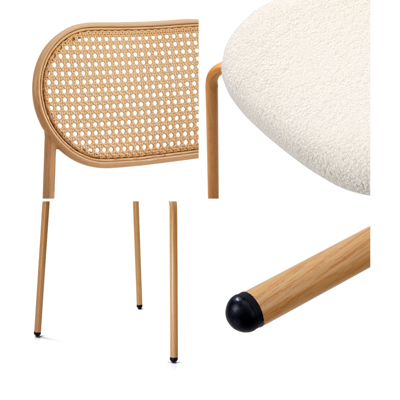 Oikiture 2PCS Dining Chair Accent Chairs Rattan Furniture Sherpa White - Sunyee