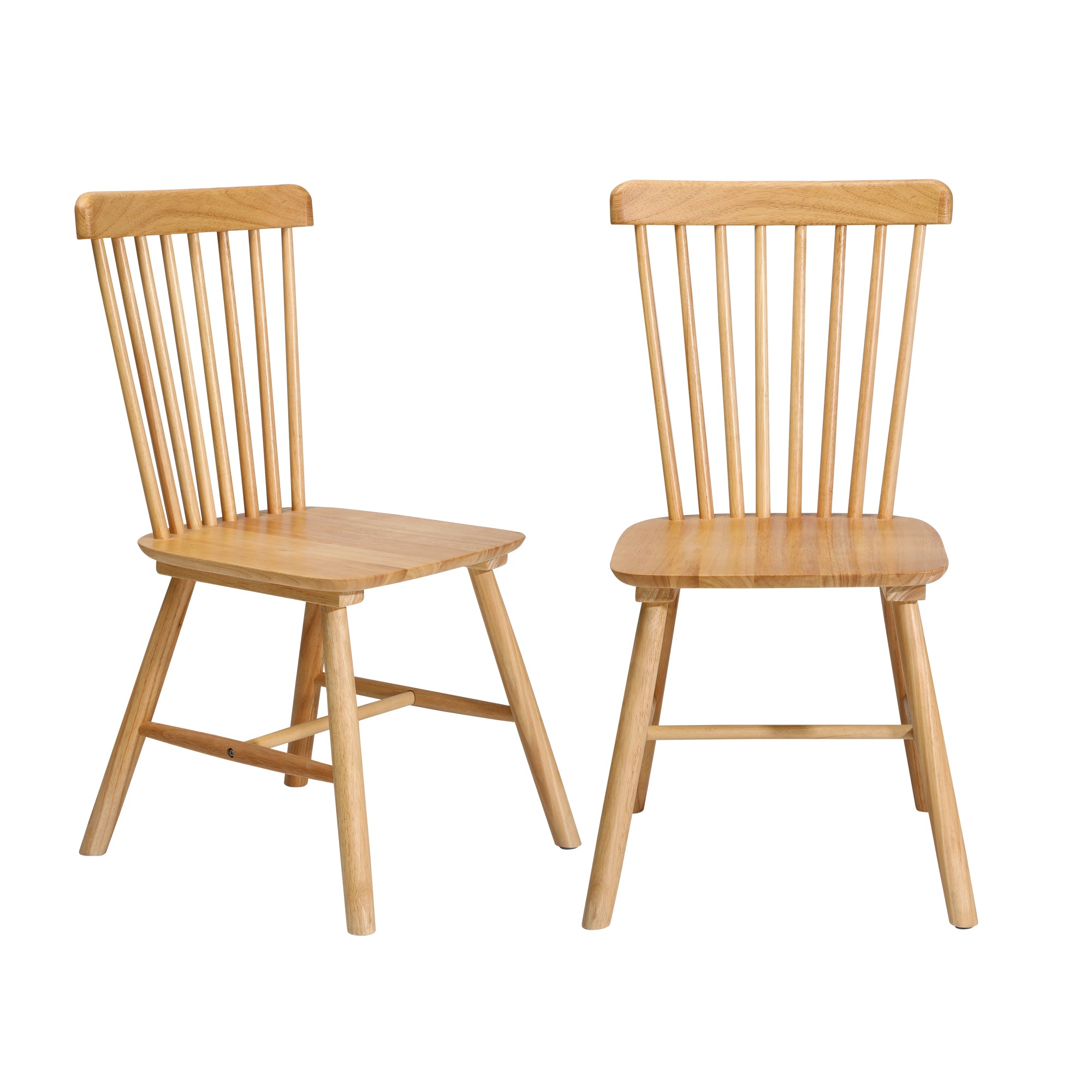 Oikiture 2x Dining Chairs Minimalist Vertical Back Chair Wooden Home Rubber Wood - Sunyee