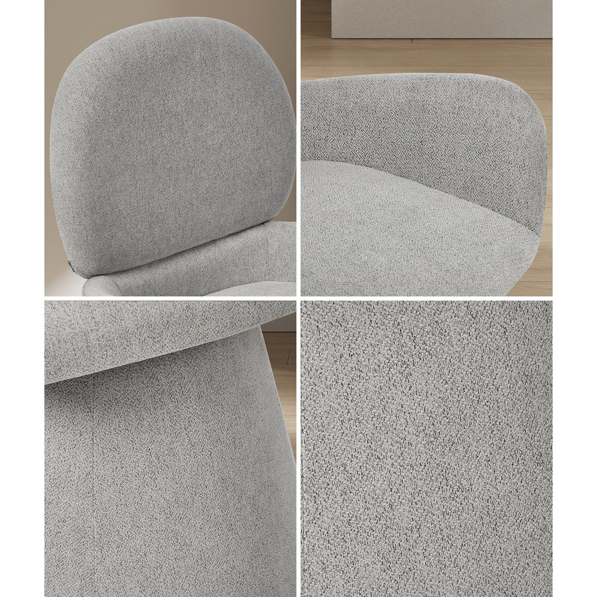 Oikiture Dining Chair Swivel Armchair Lounge Accent Chairs Polyester Linen Grey