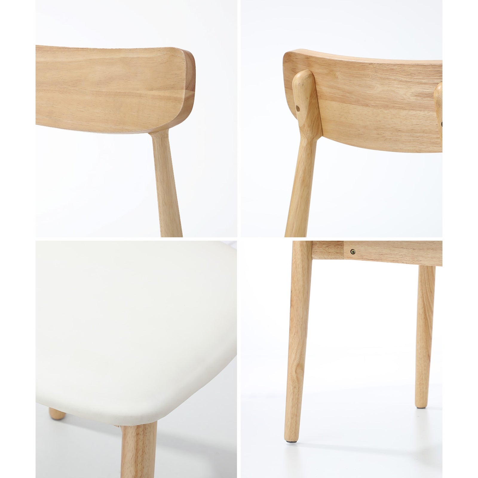 Oikiture 2x Dining Chairs Kitchen Chair PU Leather Solid Wood Cafe Lounge Beige - Sunyee