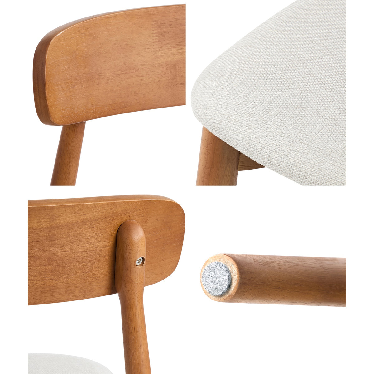 Oikiture 2x Dining Chairs Kitchen Chair PU Leather Lounge Beige&Walunt