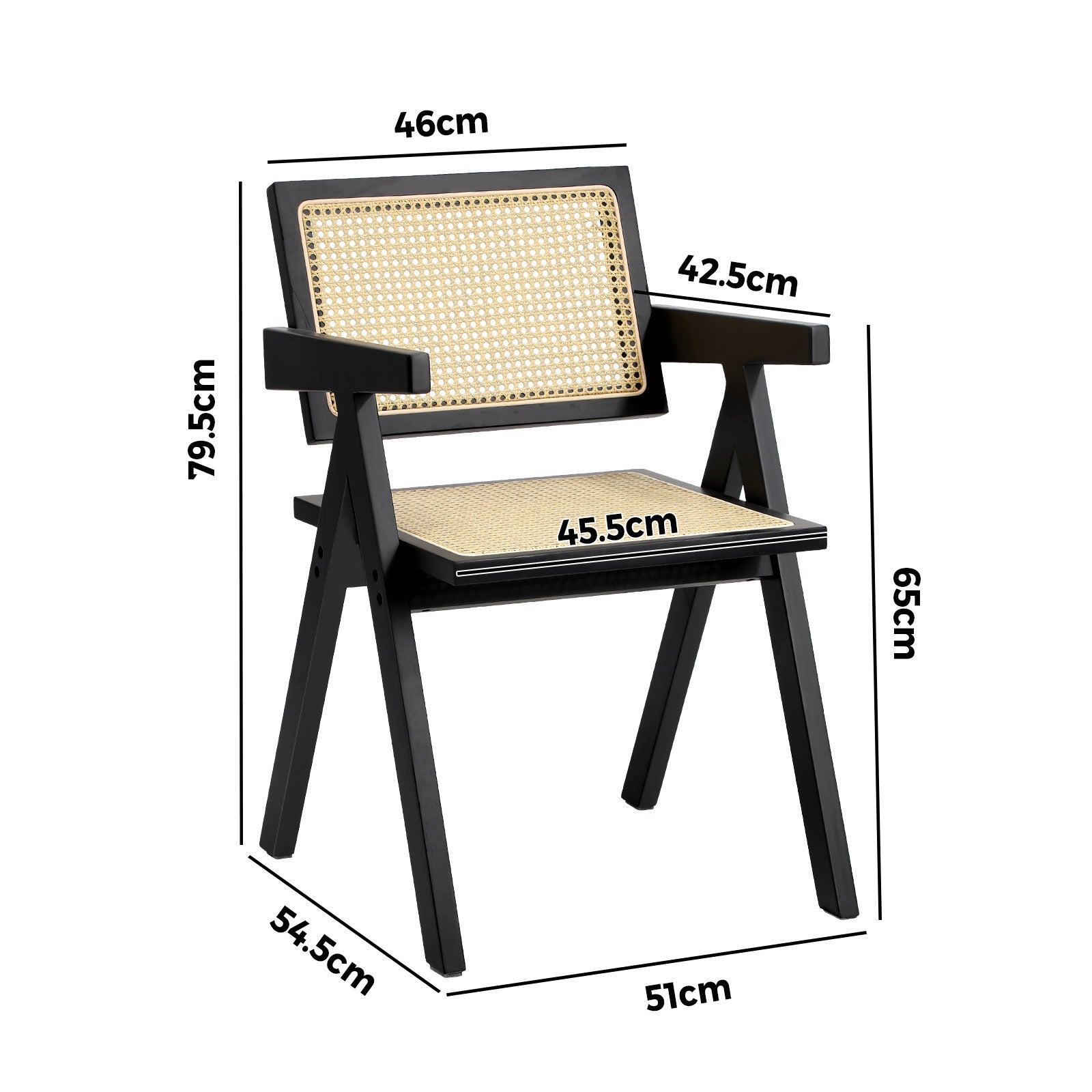 Oikiture Dining Chairs Rattan Chair Wooden Accent Chair Balck - Sunyee