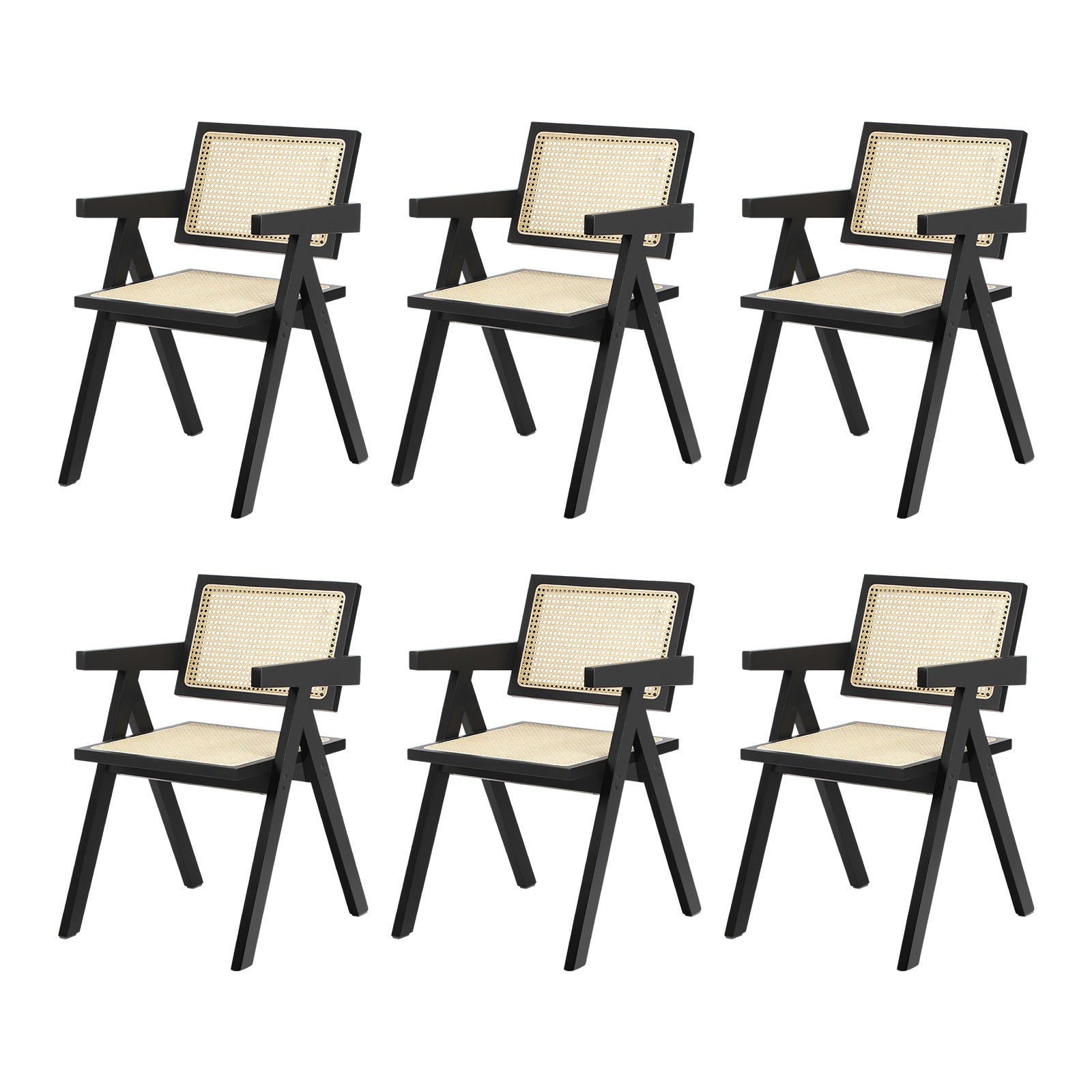 Oikiture Dining Chairs Rattan Chair Wooden Accent Chair Balck - Sunyee