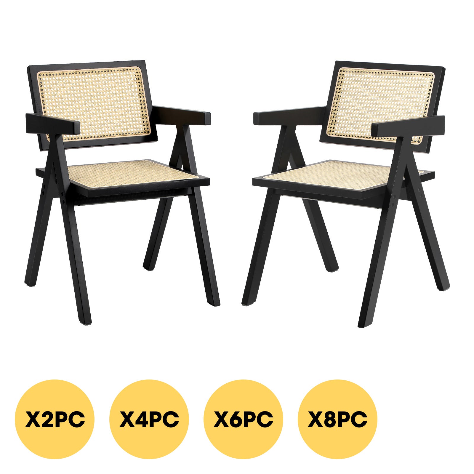 Oikiture Dining Chairs Rattan Chair Wooden Accent Chair Balck - Sunyee