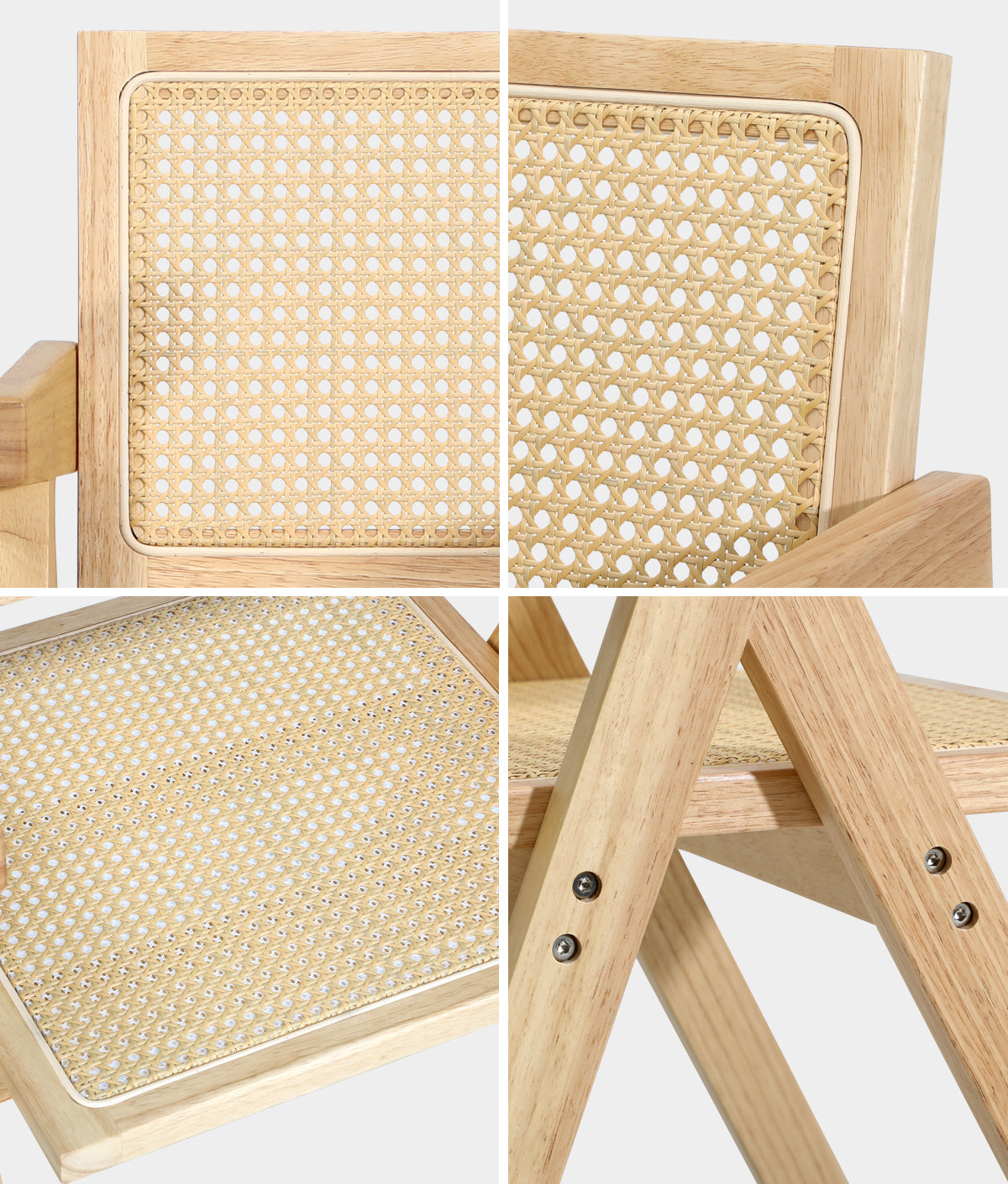 Oikiture 2x Dining Chairs Rattan Chair Wooden Accent Chair Natural - Sunyee