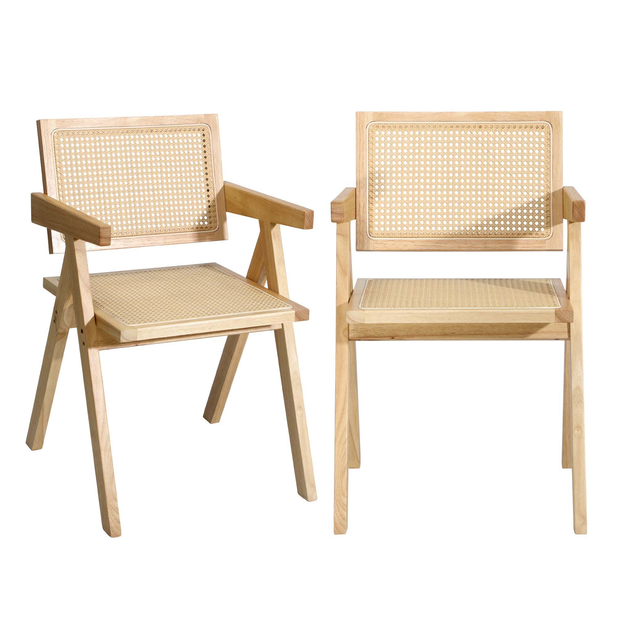 Oikiture 2x Dining Chairs Rattan Chair Wooden Accent Chair Natural - Sunyee