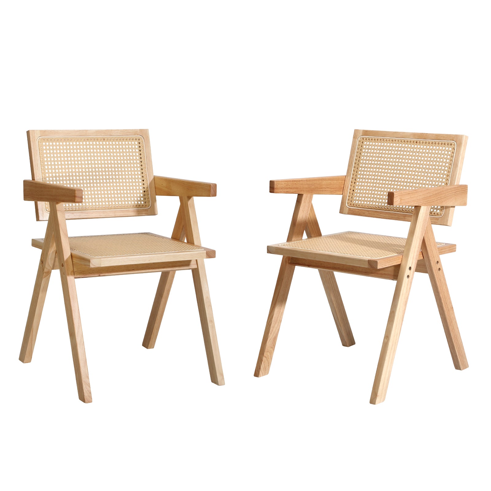 Oikiture 2x Dining Chairs Rattan Chair Wooden Accent Chair Natural - Sunyee