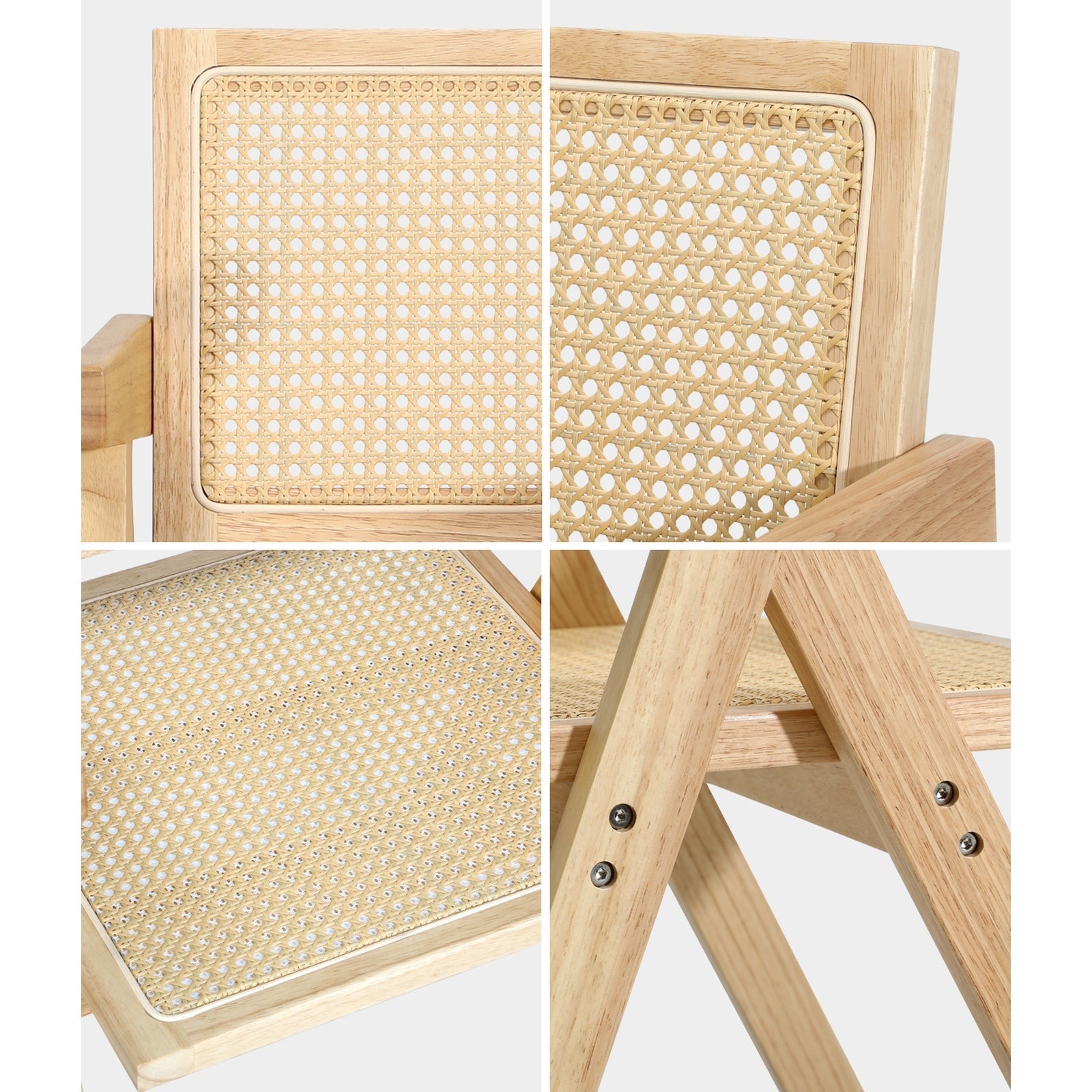 Oikiture 4x Dining Chairs Rattan Chair Wooden Accent Chair Natural - Sunyee