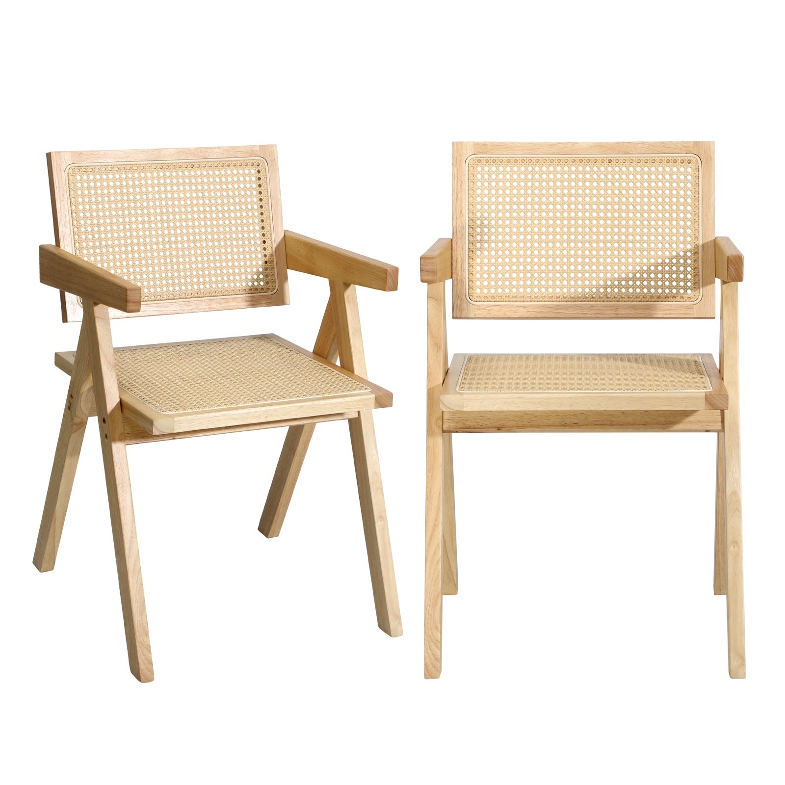 Oikiture 4x Dining Chairs Rattan Chair Wooden Accent Chair Natural - Sunyee