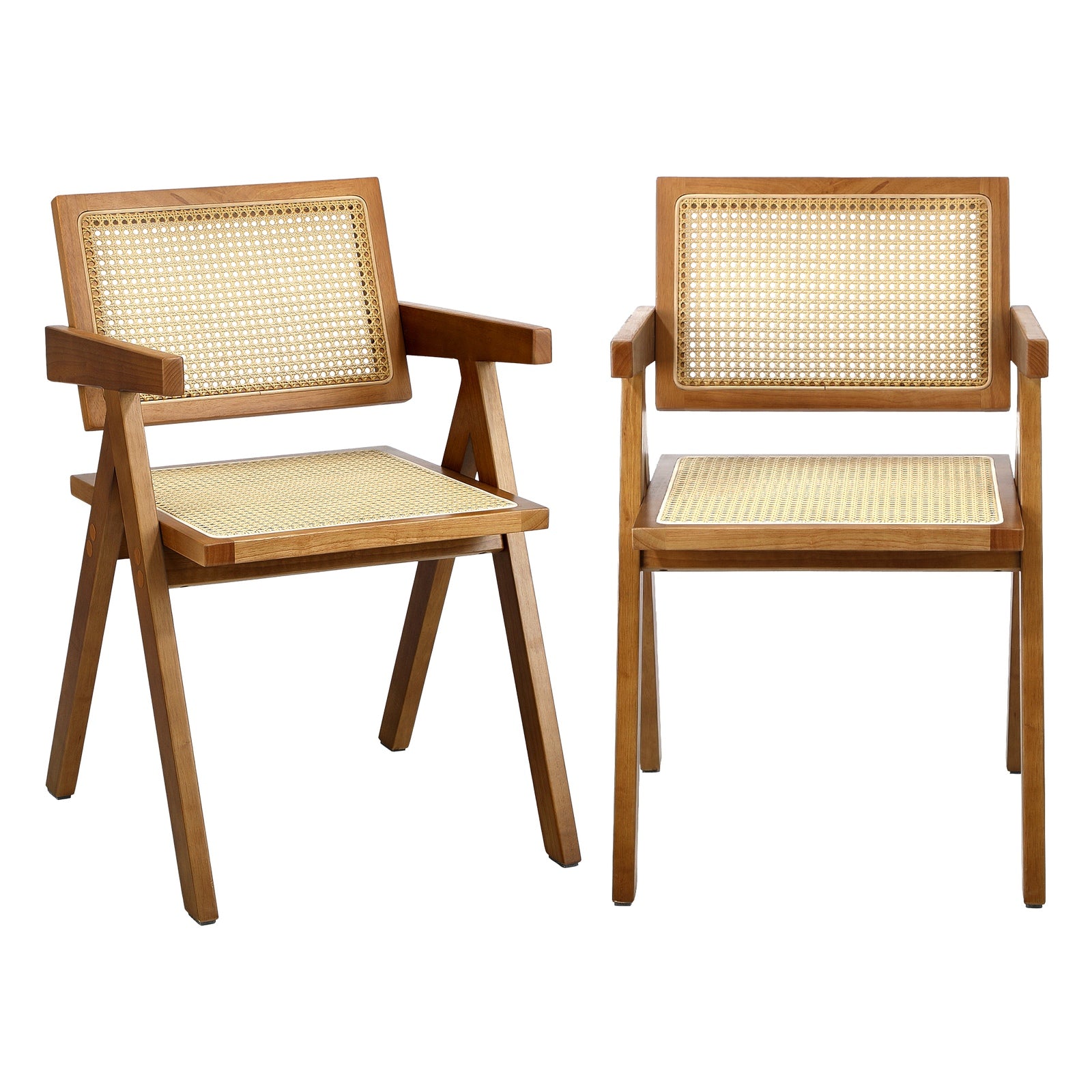 Oikiture Dining Chairs Rattan Chair Wooden Accent Chair Walnut - Sunyee