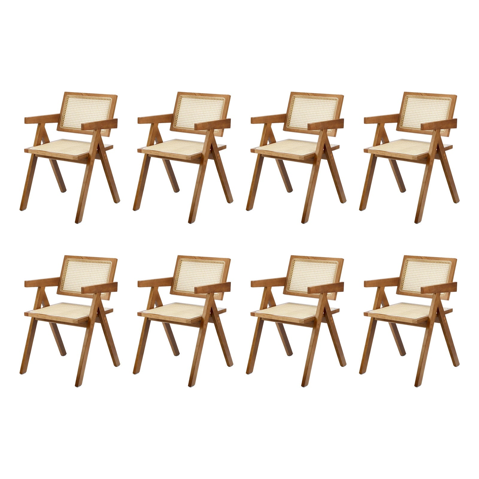 Oikiture Dining Chairs Rattan Chair Wooden Accent Chair Walnut - Sunyee