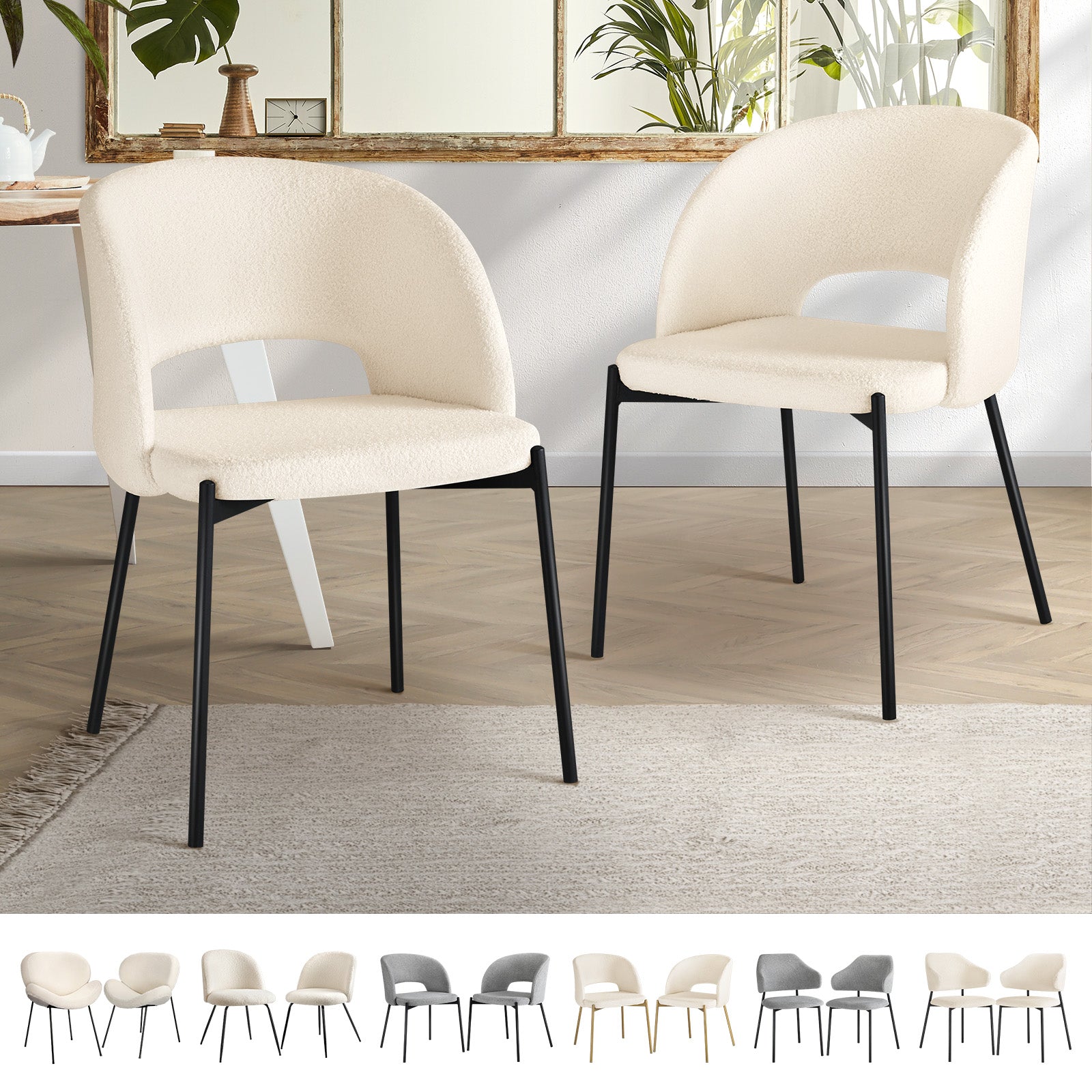 Oikiture 2x Dining Chair Accent Chairs Tub Armchairs Sherpa 4 Style - Sunyee